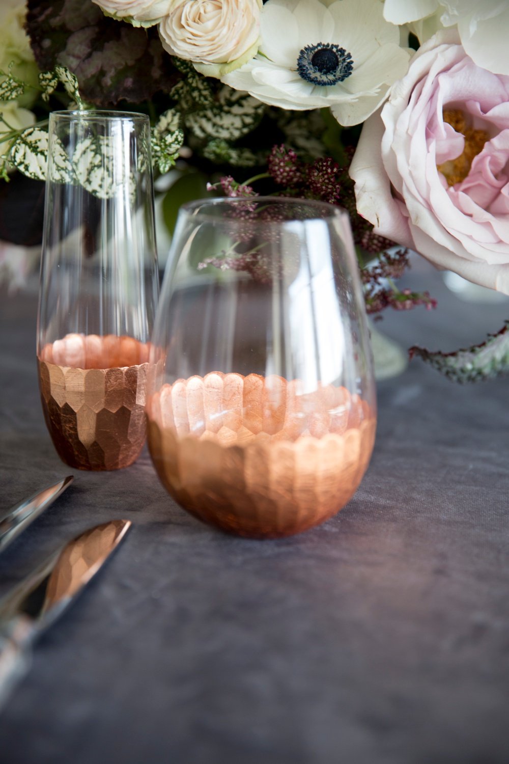 www.santabarbarawedding.com | Kristen Beinke | Jill & Co | Copper Glassware 