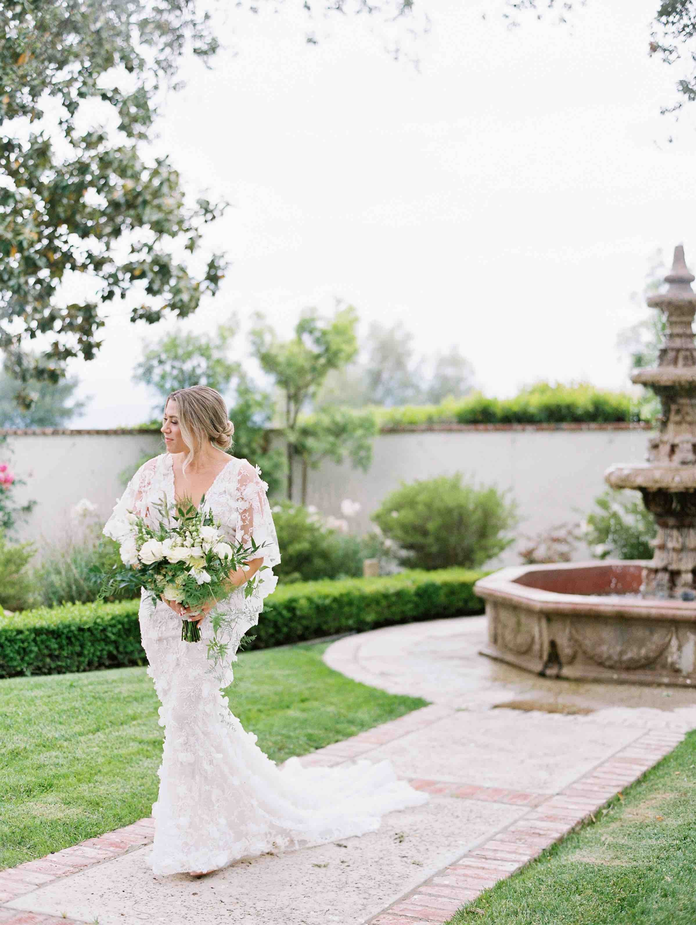 www.santabarbarawedding.com | Roblar Farm | Smith and Murphy | Esther Sun | Velvet Blooms | Janet Villa | Marchesa | Bride with Bouquet Before the Ceremony 