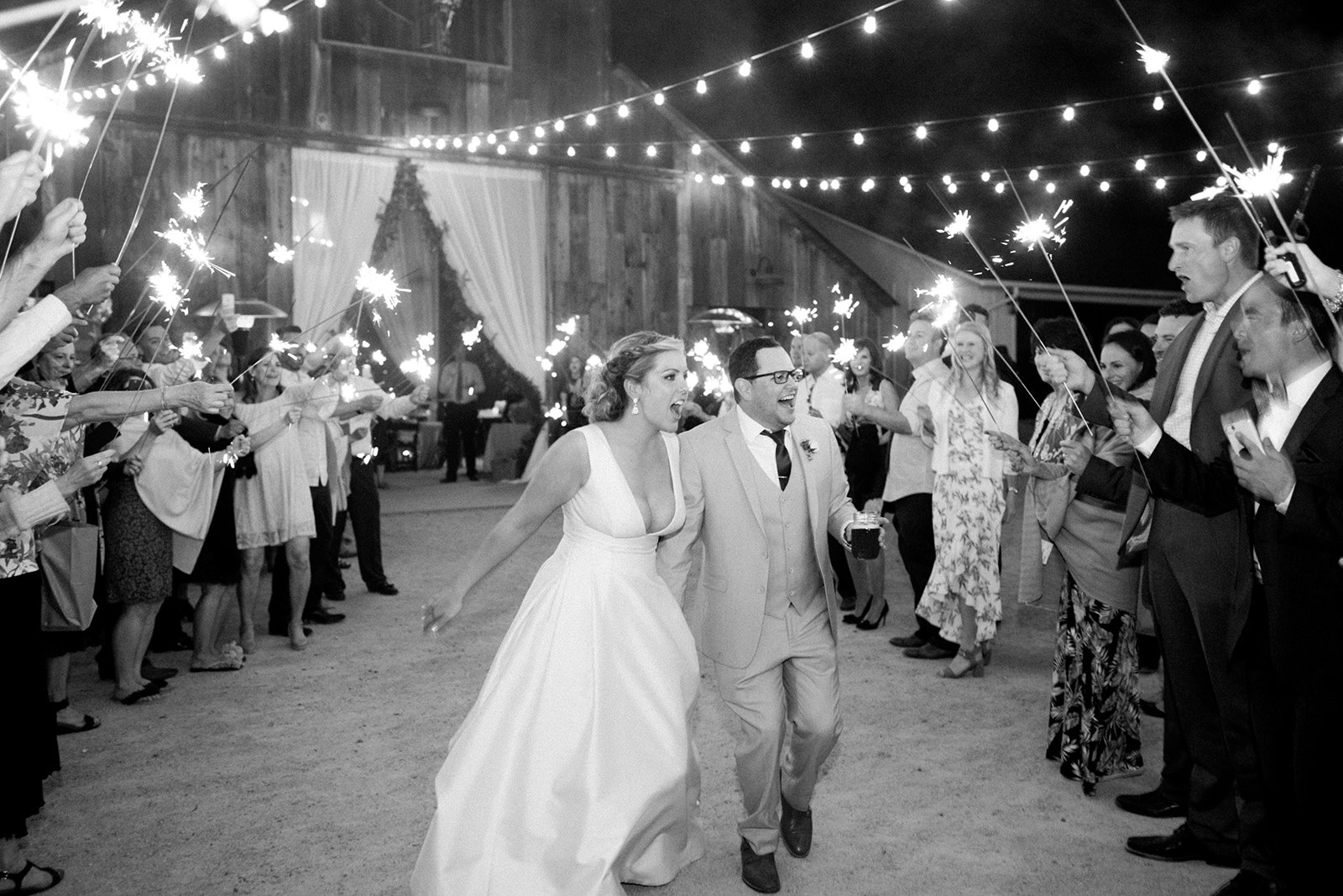 www.santabarbarawedding.com | Mike Larson | Islay Events | Greengate Ranch | Sparkler Exit | Bride and Groom