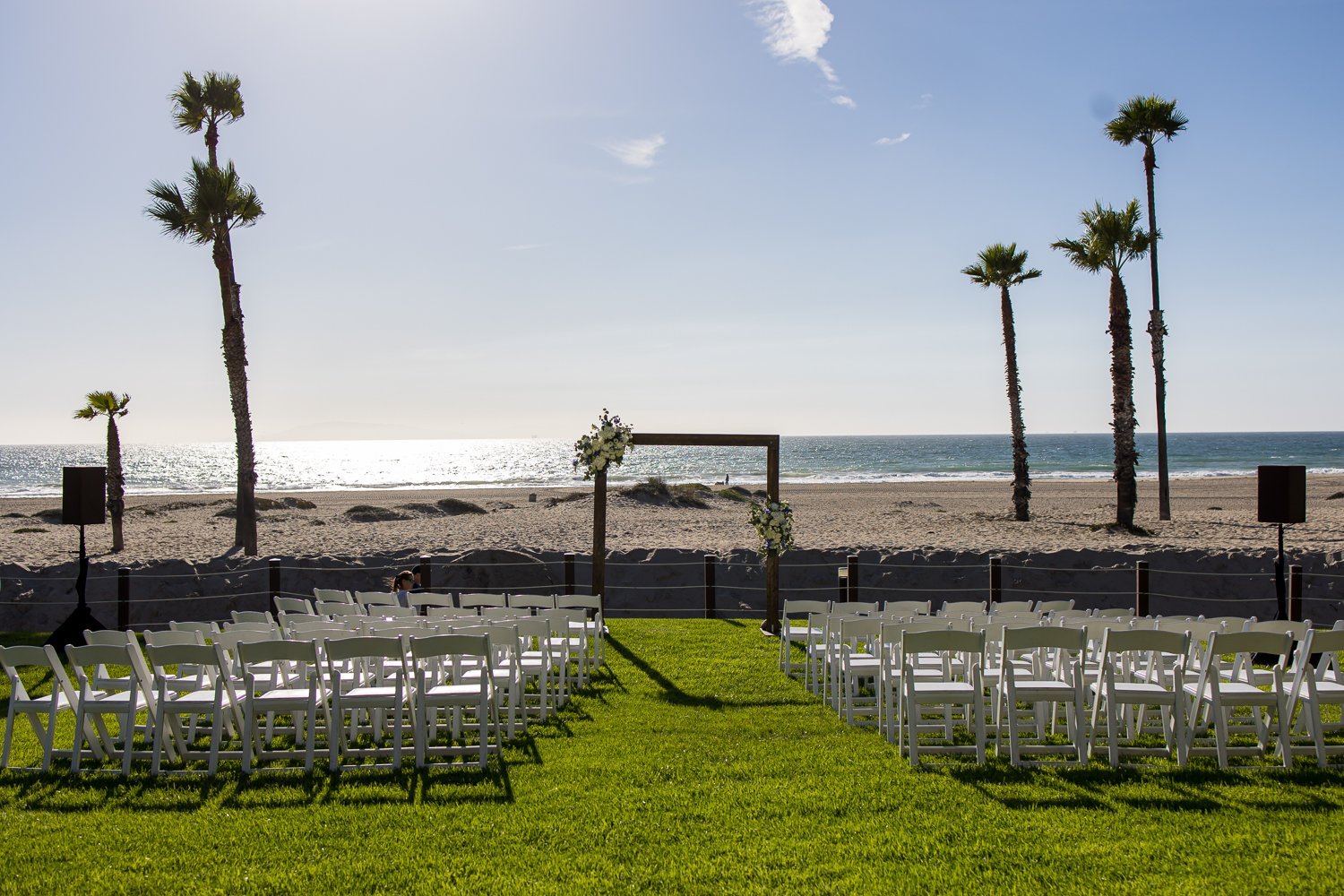 www.santabarbarawedding.com | Elizabeth Victoria | Hilton Mandalay Beach Hotel | Three Sisters Event Planning | Blooming Ruby’s | The Ceremony Set Up Facing the Ocean