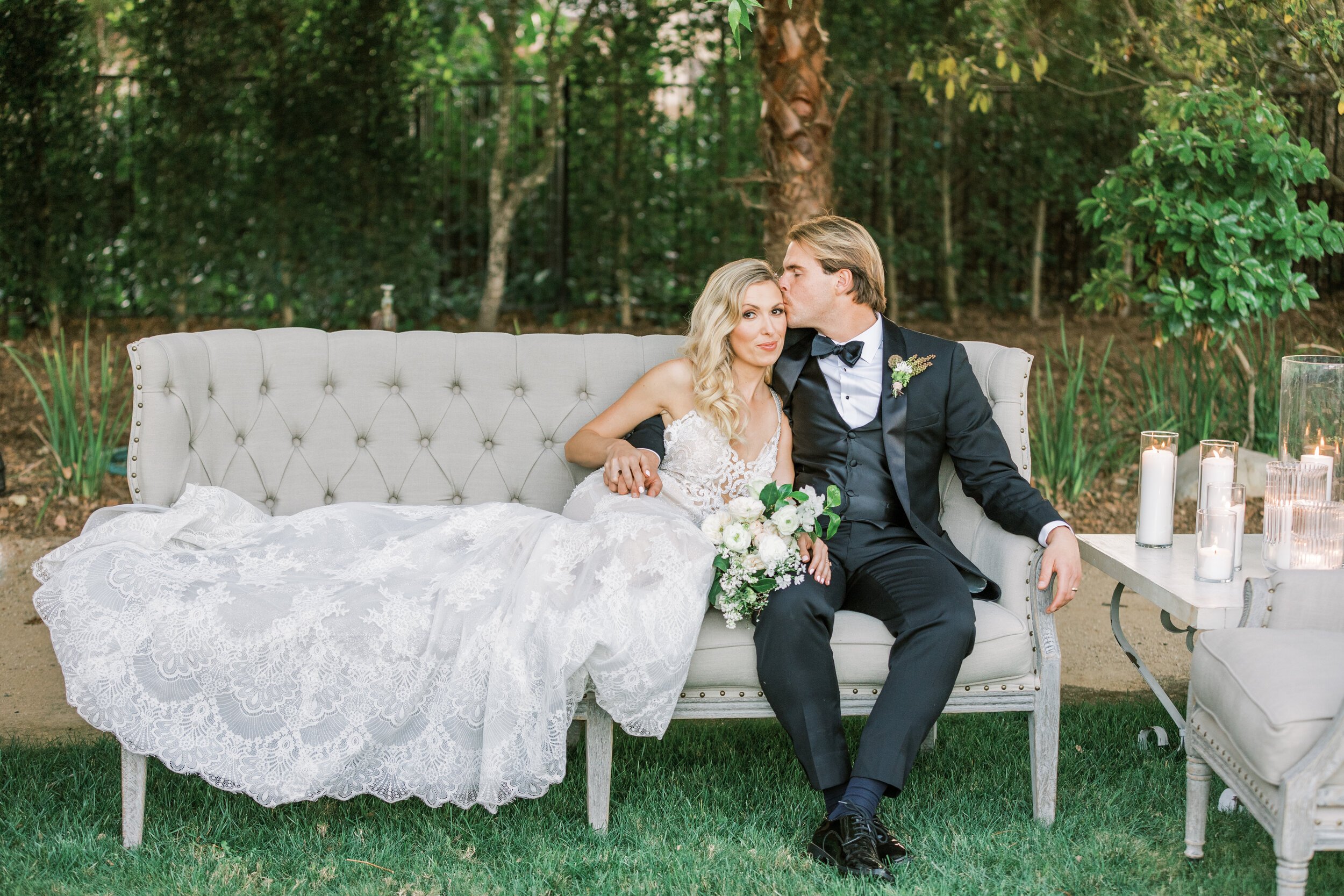 www.santabarbarawedding.com | Jocelyn &amp; Spencer | Hidden Oaks Ranch | Tyler Speier | Casi Jean | James McCarthy | Lili Bridals | Bride and Groom on the Lounge Seat