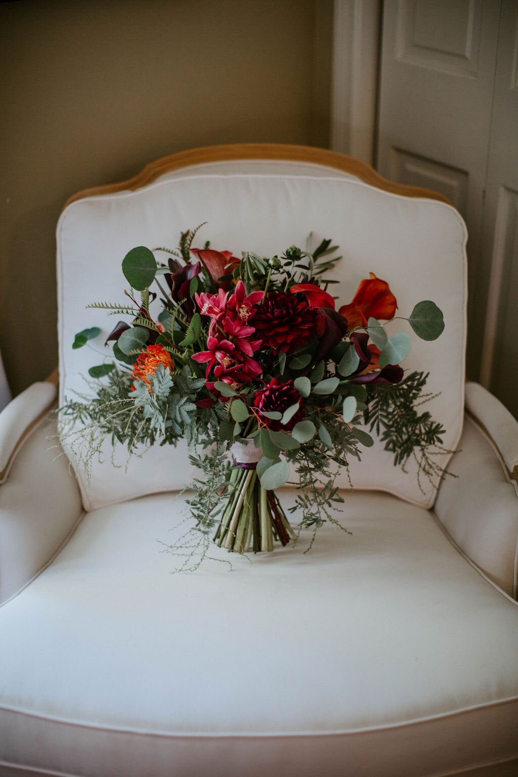 www.santabarbarawedding.com | Fancy Free Photographer | Lavender Inn | Ojai Blooms | dark pink and green bridal bouquet
