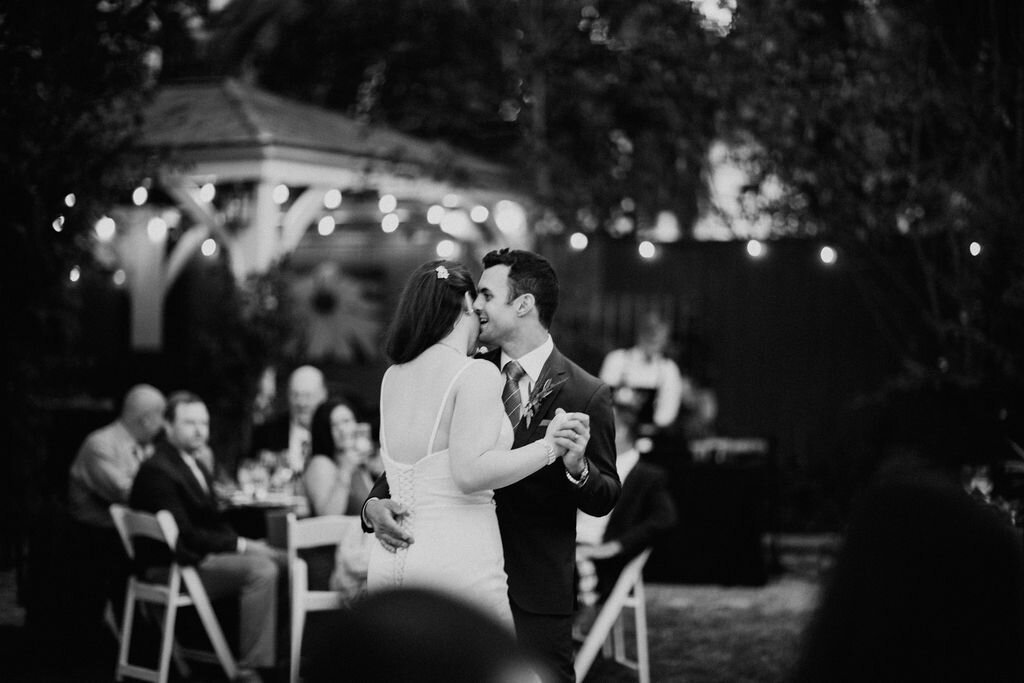 www.santabarbarawedding.com | Fancy Free Photographer | Lavender Inn | Ventura Rentals | Glo West | outdoor wedding bride and groom first dance