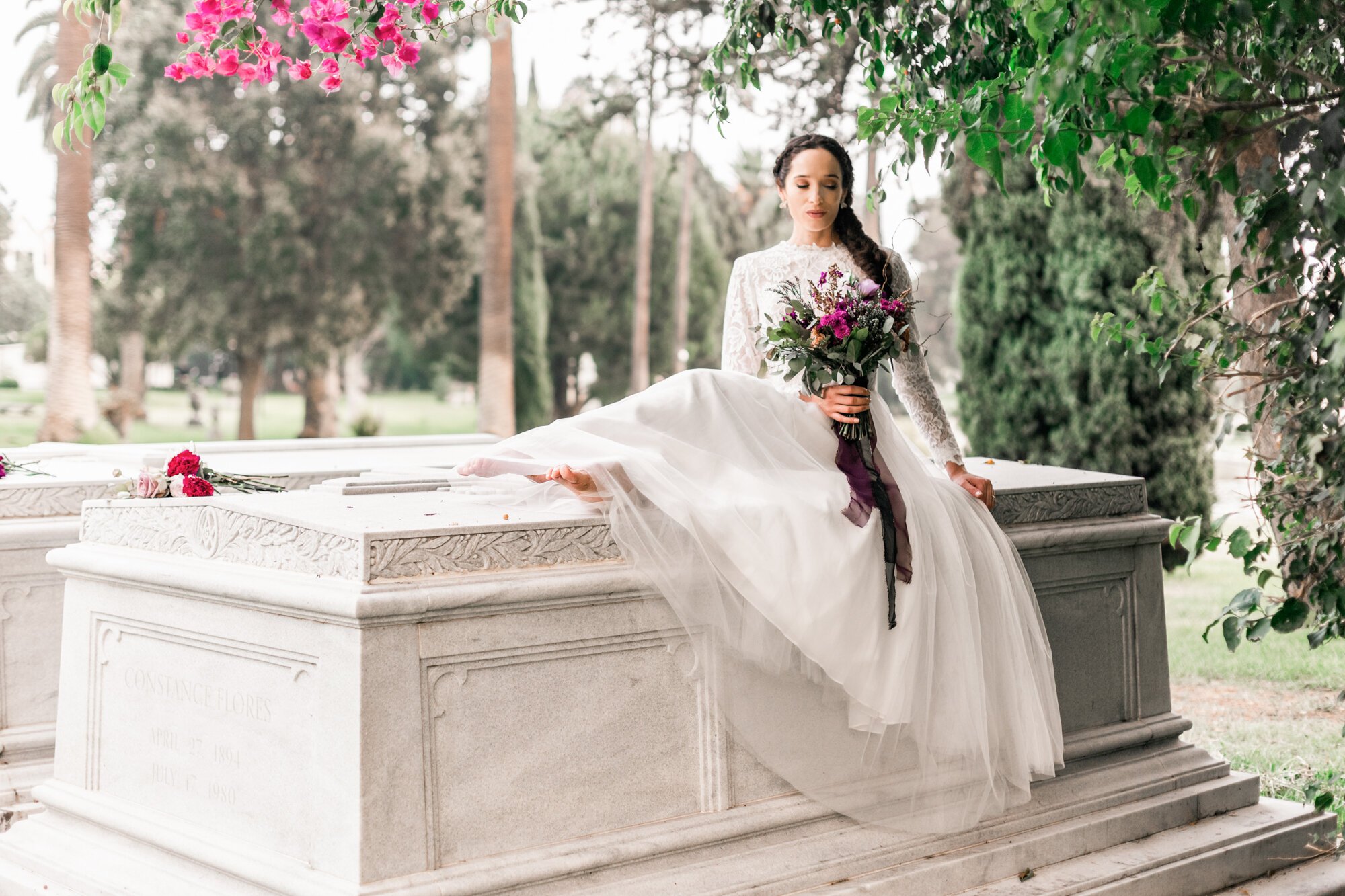 www.santabarbarawedding.com | Veils &amp; Tails Photography | The Sacred Events | Hollywood Forever Cemetery | Bride