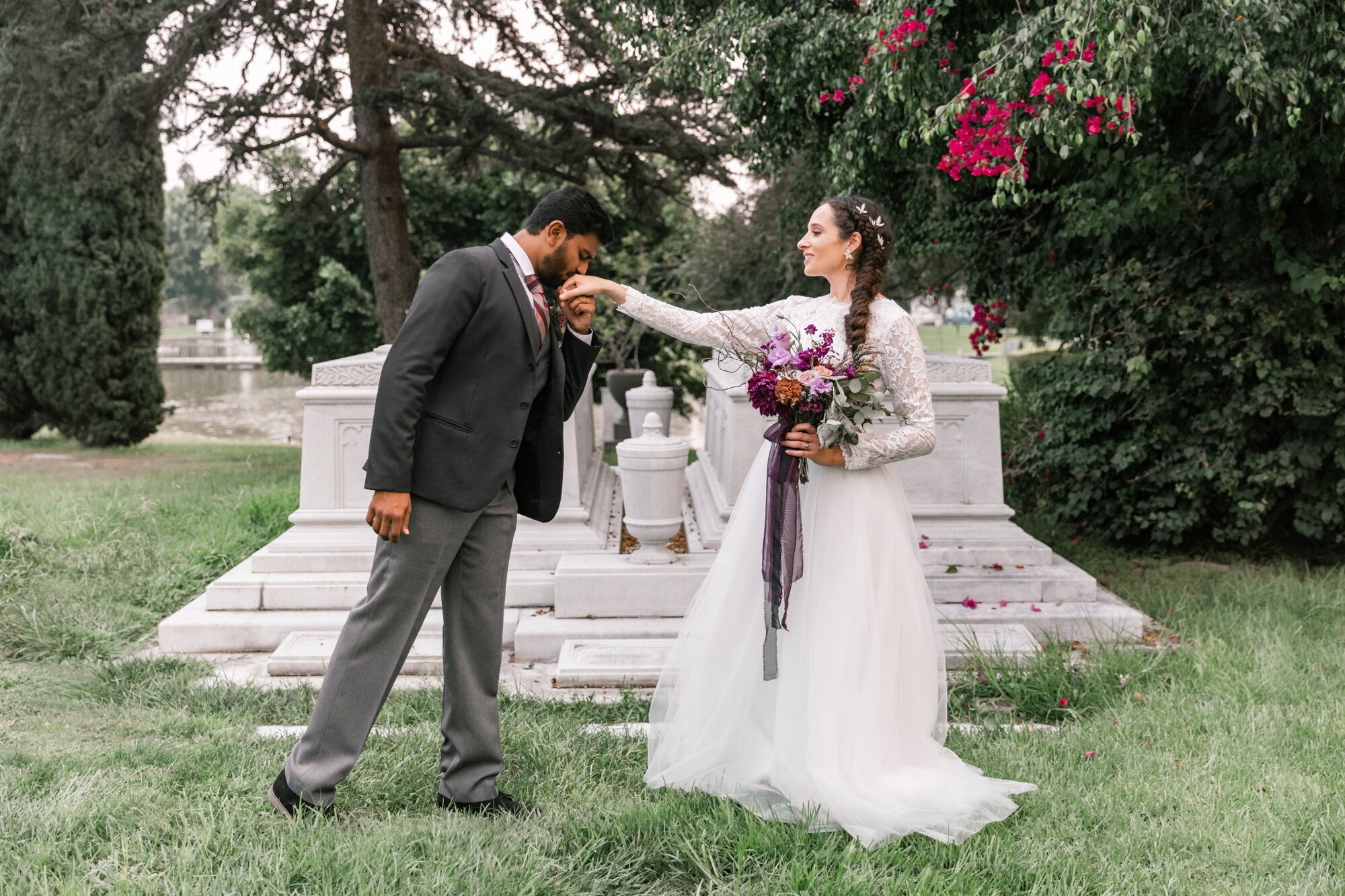 www.santabarbarawedding.com | Veils &amp; Tails Photography | The Sacred Events | Hollywood Forever Cemetery | Bride and Groom