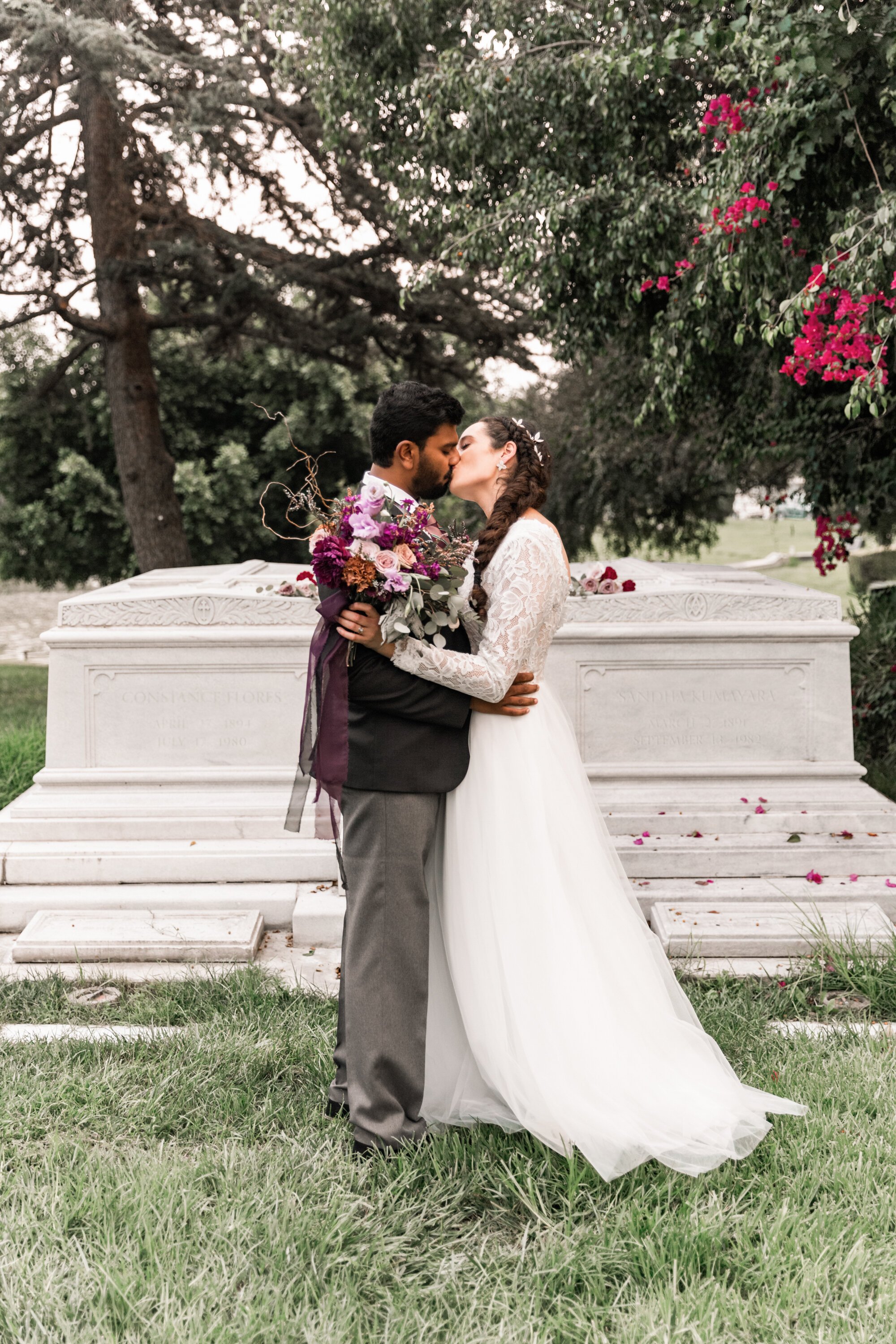 www.santabarbarawedding.com | Veils &amp; Tails Photography | The Sacred Events | Hollywood Forever Cemetery | Bride and Groom