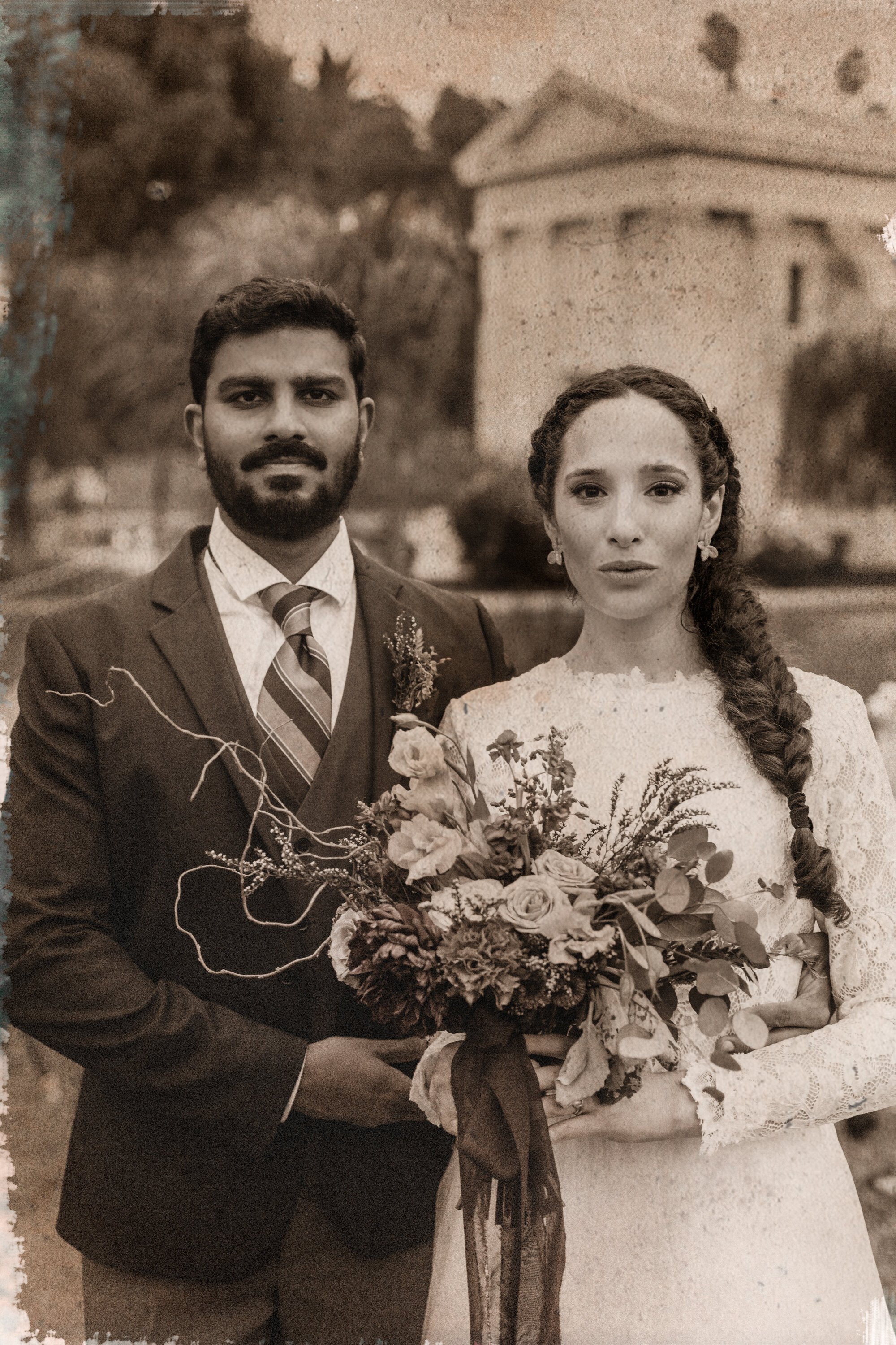 www.santabarbarawedding.com | Veils &amp; Tails Photography | The Sacred Events | Hollywood Forever Cemetery | Bride and Groom Portrait