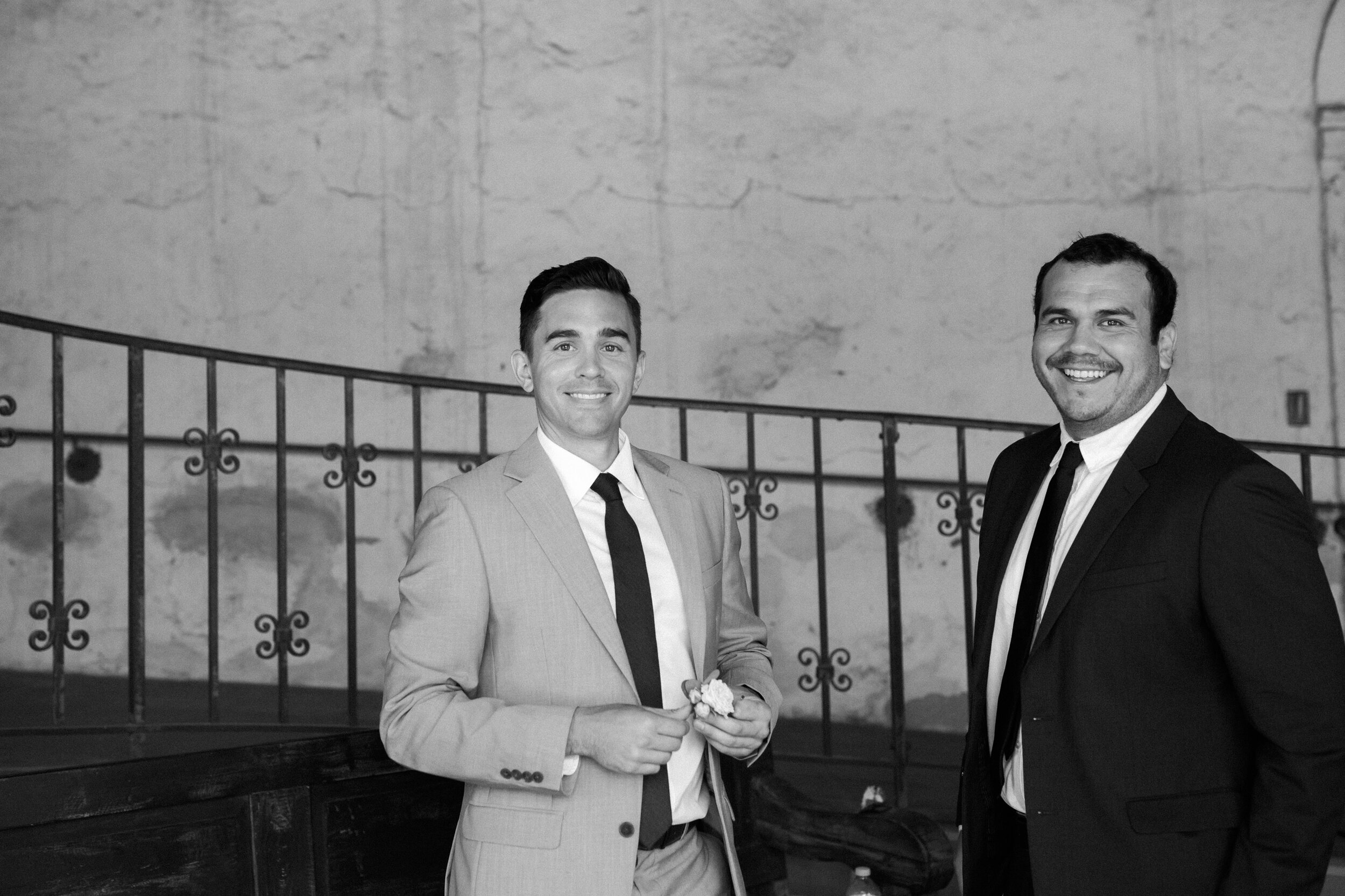 www.santabarbarawedding.com | Kelsey Crews Photo | Santa Barbara Mission | Ella &amp; Louie | Groom and Best Man Before Ceremony 