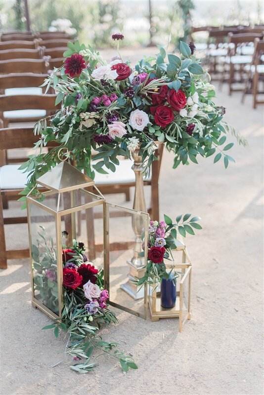 www.santabarbarawedding.com | Events by M and M | Anne Marie Studios | Ocean View Farm | Unique Floral Designs | A-Rental Connection | Ceremony Aisle Florals and Lanterns