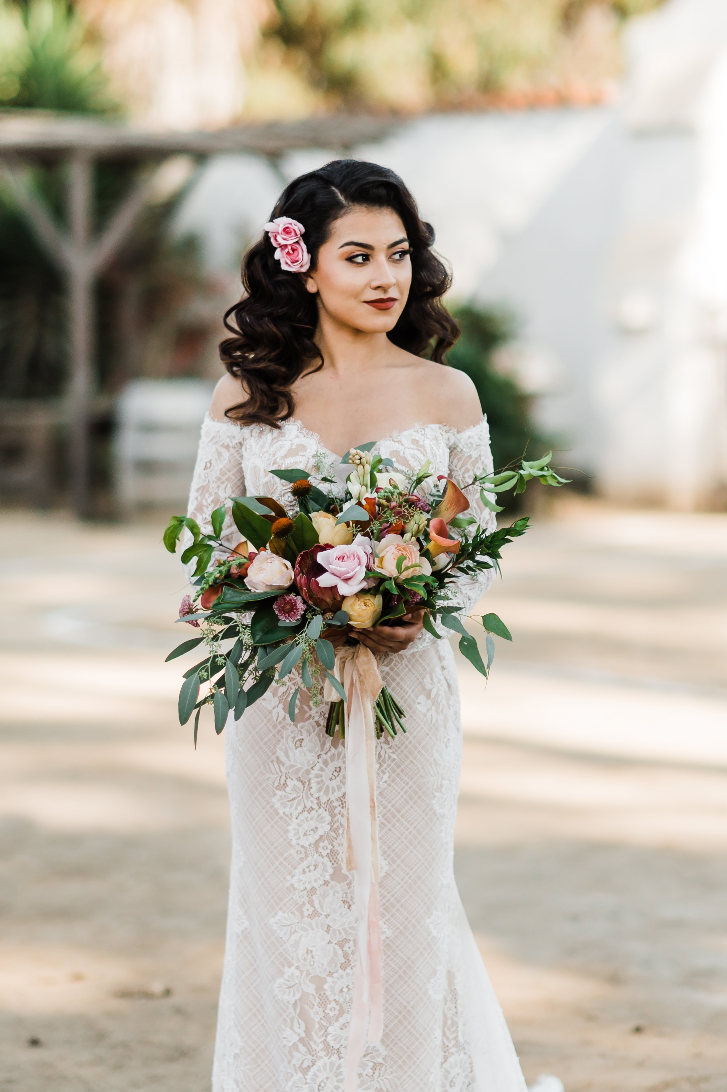 www.santabarbarawedding.com | Michelle Ramirez Photography | Olivas Adobe | Karen Marie Events | Tangled Lotus | Panache Bridal | Brenda Hendricks Artistry | Bride with Her Bouquet 