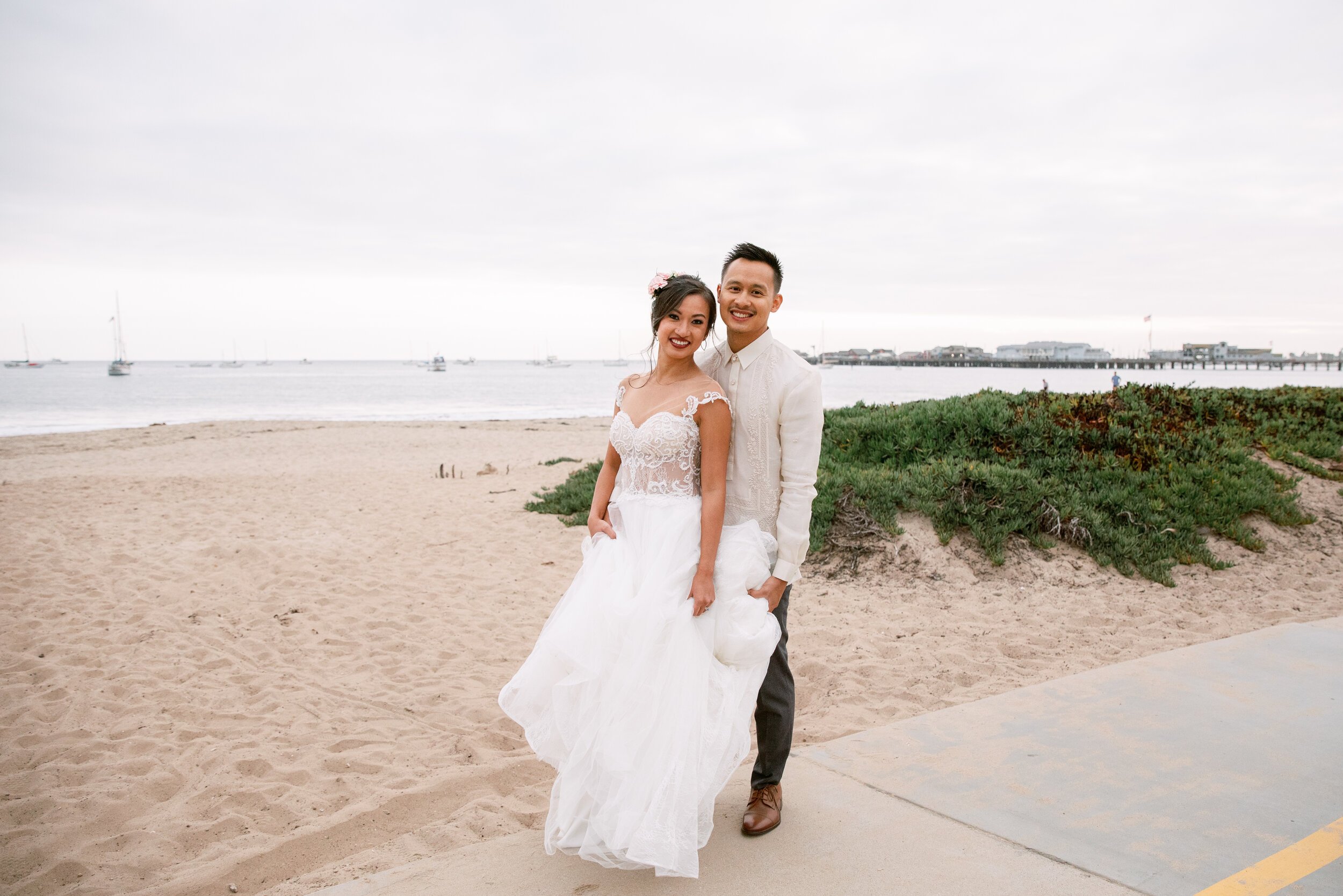 www.santabarbarawedding.com | Events by Fran | Chase Palm Park | Anna Delores Photography | Tangled Lotus | Pineapple Industries | Mila Bridal | Joel Sebastian | Couple in Front of the Beach 