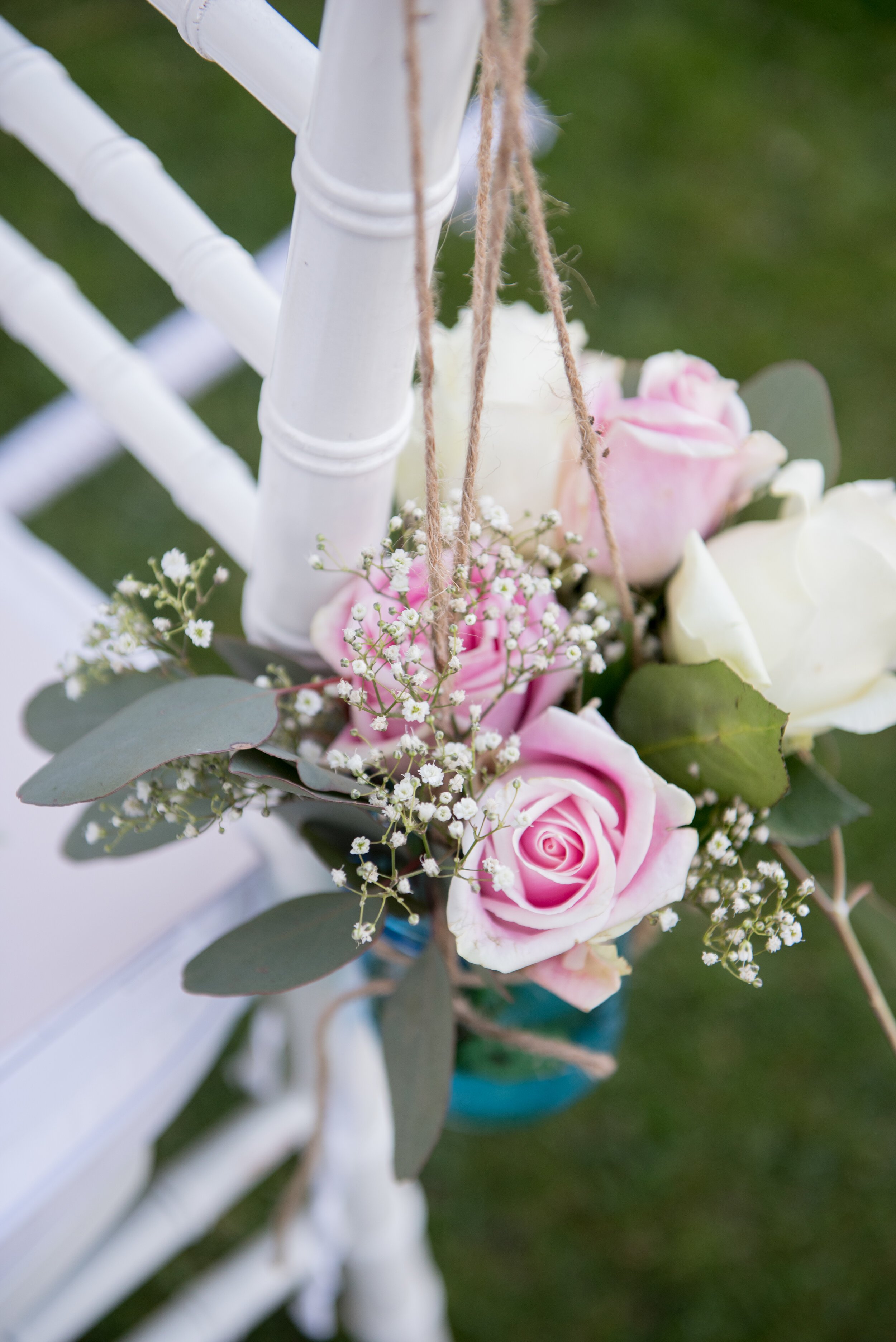 www.santabarbarawedding.com | ByCherry Photography | Santa Barbara Courthouse | Kaycee Dirkse | Flowers Hanging on Ceremony Chair