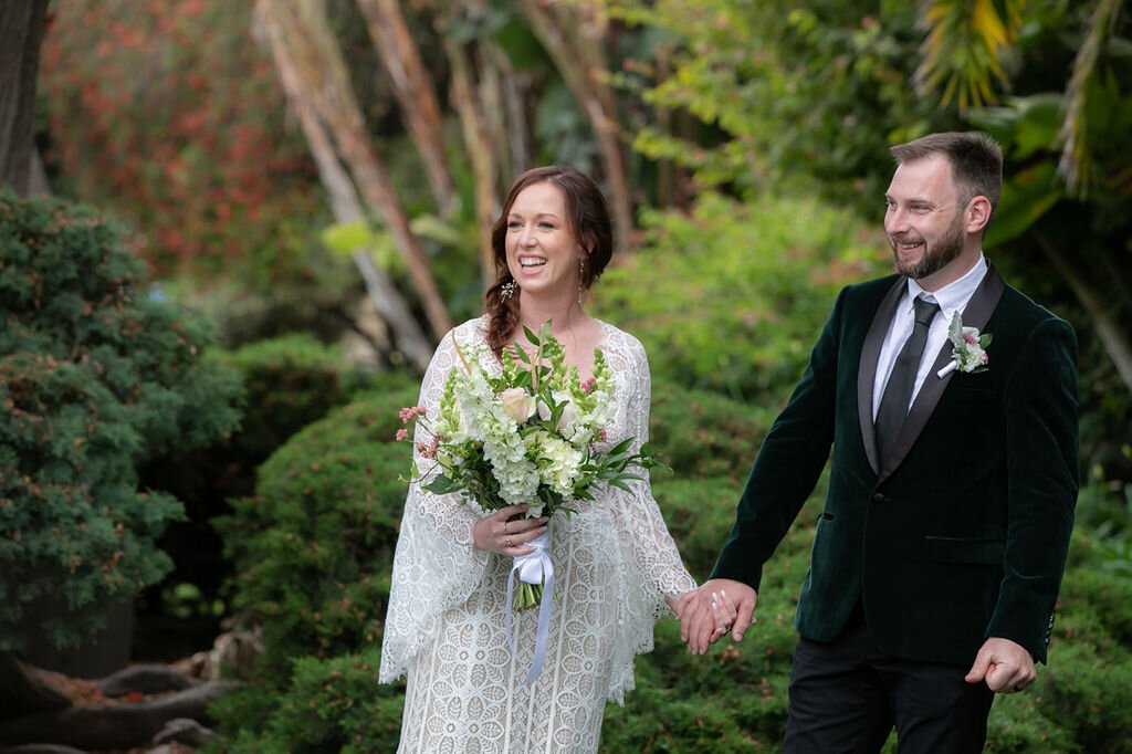 www.santabarbarawedding.com | Santa Barbara Courthouse | Claudia Craig | Garden Florist | BHLDN | Men’s Wearhouse | Willowby by Watters | Bride and Groom Following Ceremony 