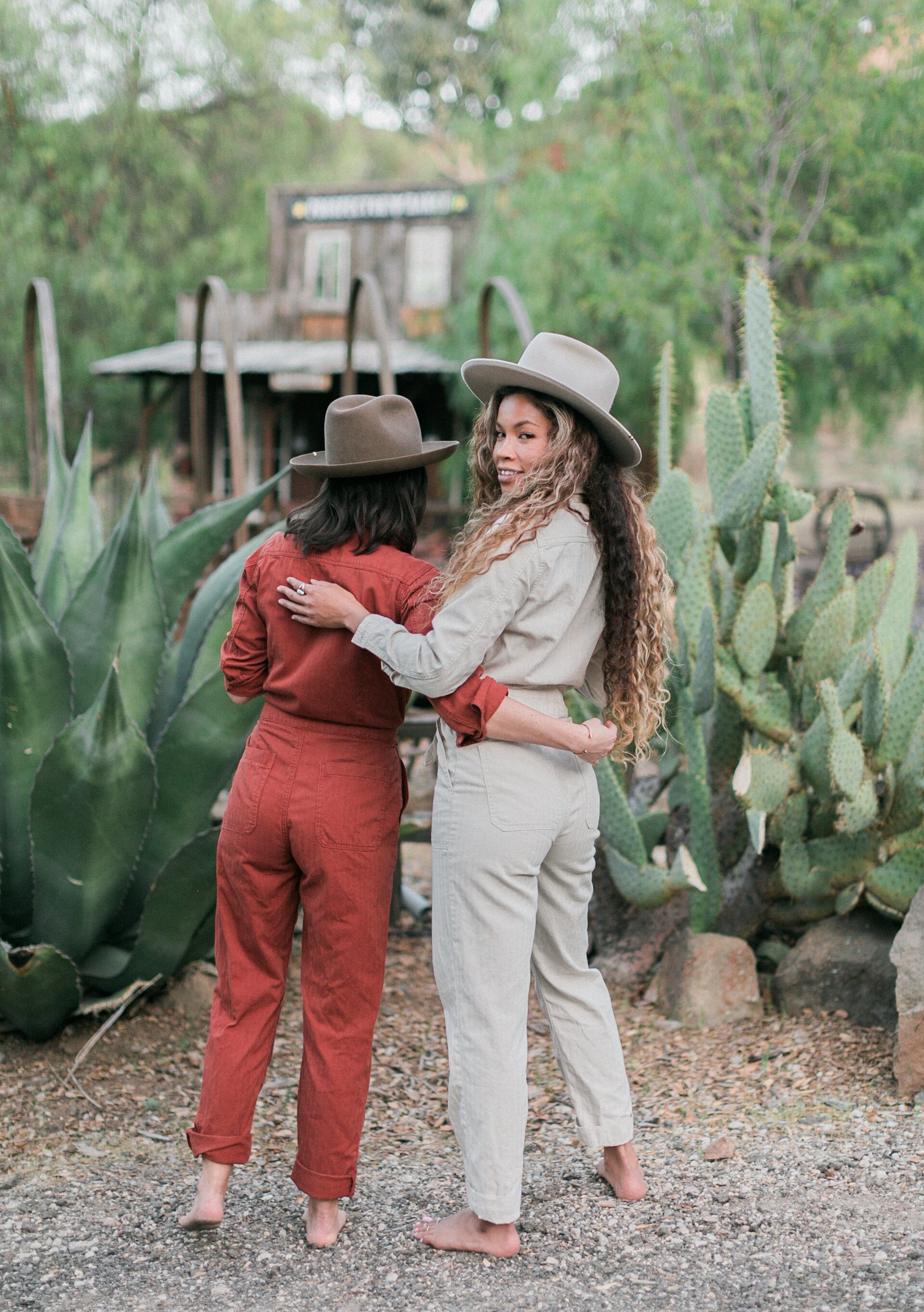 www.santabarbarawedding.com | Prospector Ranch | Esteban Leyva Photography | Coordination by Casanova | ErinBrittany Hats | Femme Lune Designs | Ang Chill | Models in Matching Jumpsuits