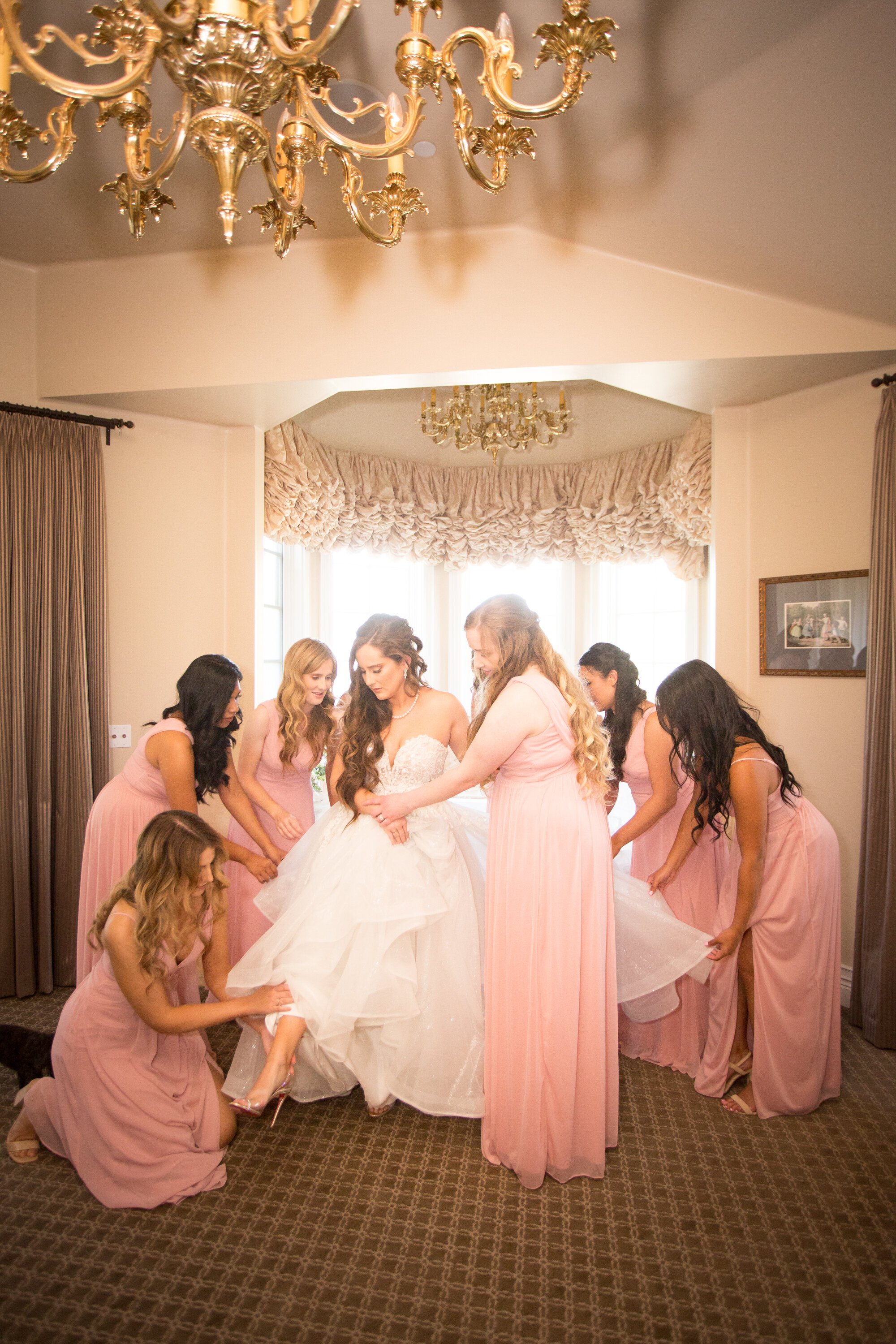 www.santabarbarawedding.com | Events by M and M | Kelsey Crews | Santa Ynez Inn | The Twisted Twig  | Jazzy McCoy-Loose | Bliss Bridal Beauty | Bridesmaids Helping Bride Getting Ready 