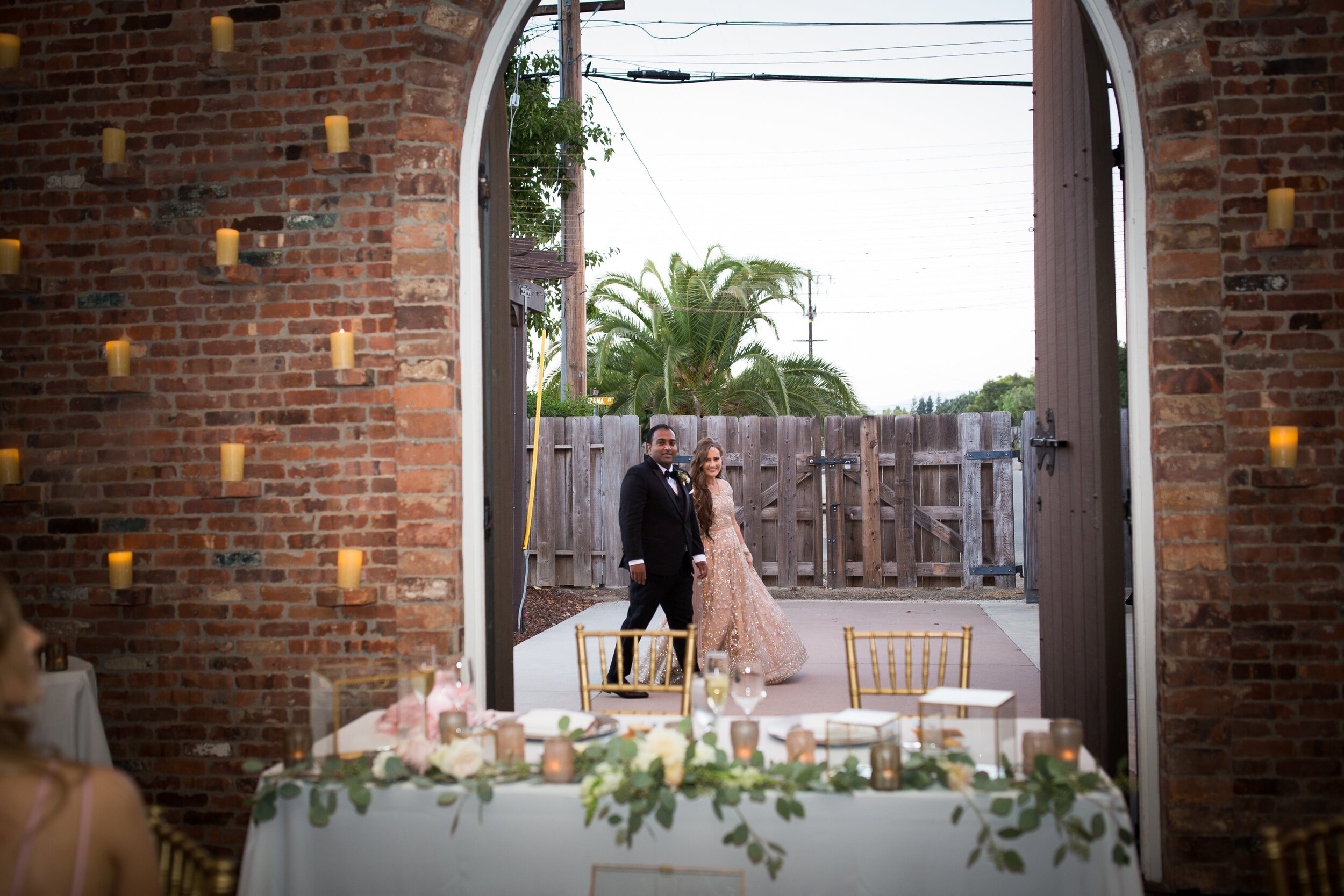 www.santabarbarawedding.com | Events by M and M | Kelsey Crews | Santa Ynez Inn | The Twisted Twig  | Mia Bella Chiavari | AMS Entertainment | Jazzy McCoy-Loose | Couple Arrive at Reception