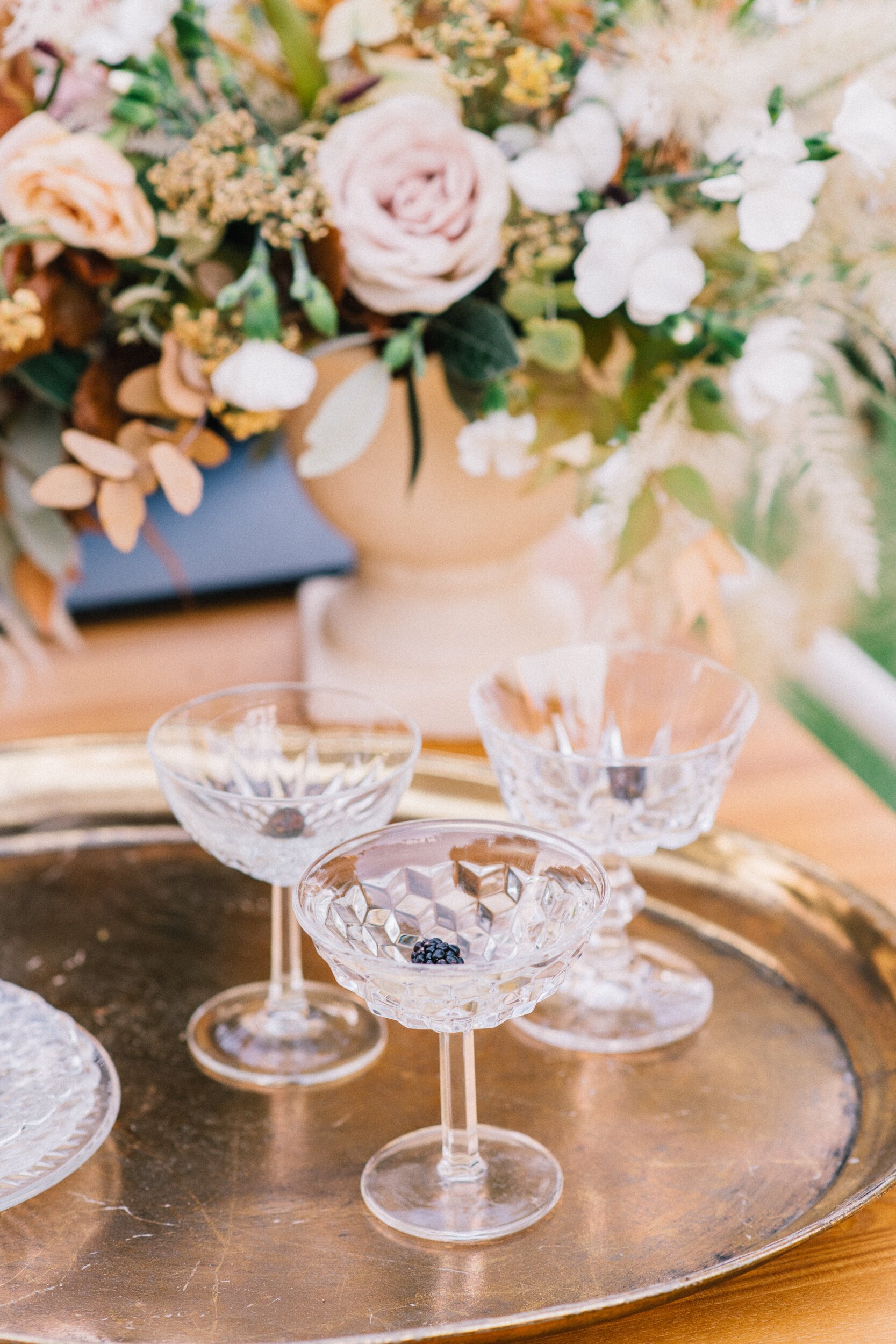 www.santabarbarawedding.com | White Sage Wedding &amp; Events | Cara Robbins Studio | Ojala Floral | Otis &amp; Pearl | La Tavola | Wine Glasses and Tray