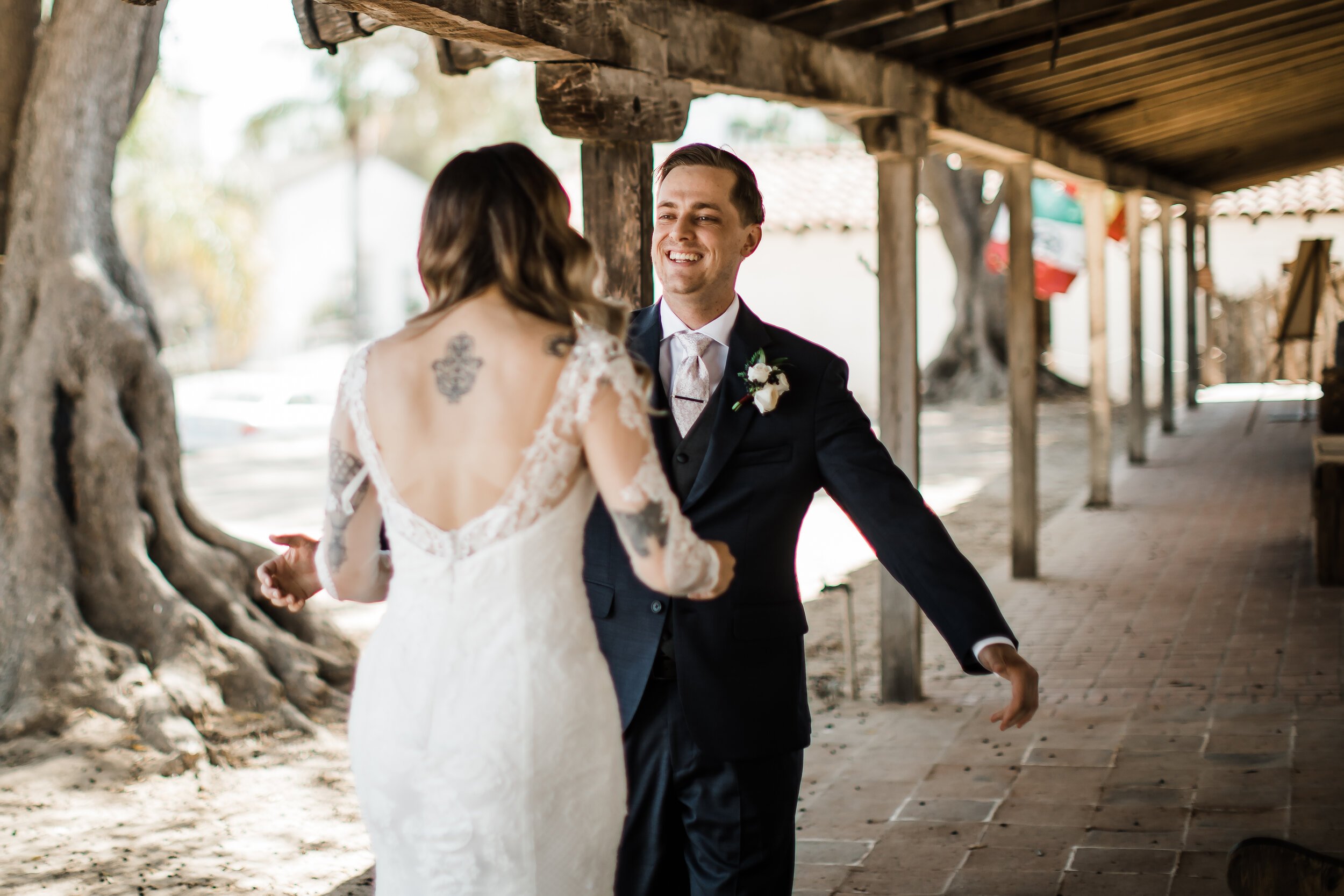 www.santabarbarawedding.com | Michelle Ramirez Photography | Casa De La Guerra, The Presidio Chapel | Events by Maxi | Luv Bridal | Madi Lane Bridal | Andrea Villa | bride and groom first look