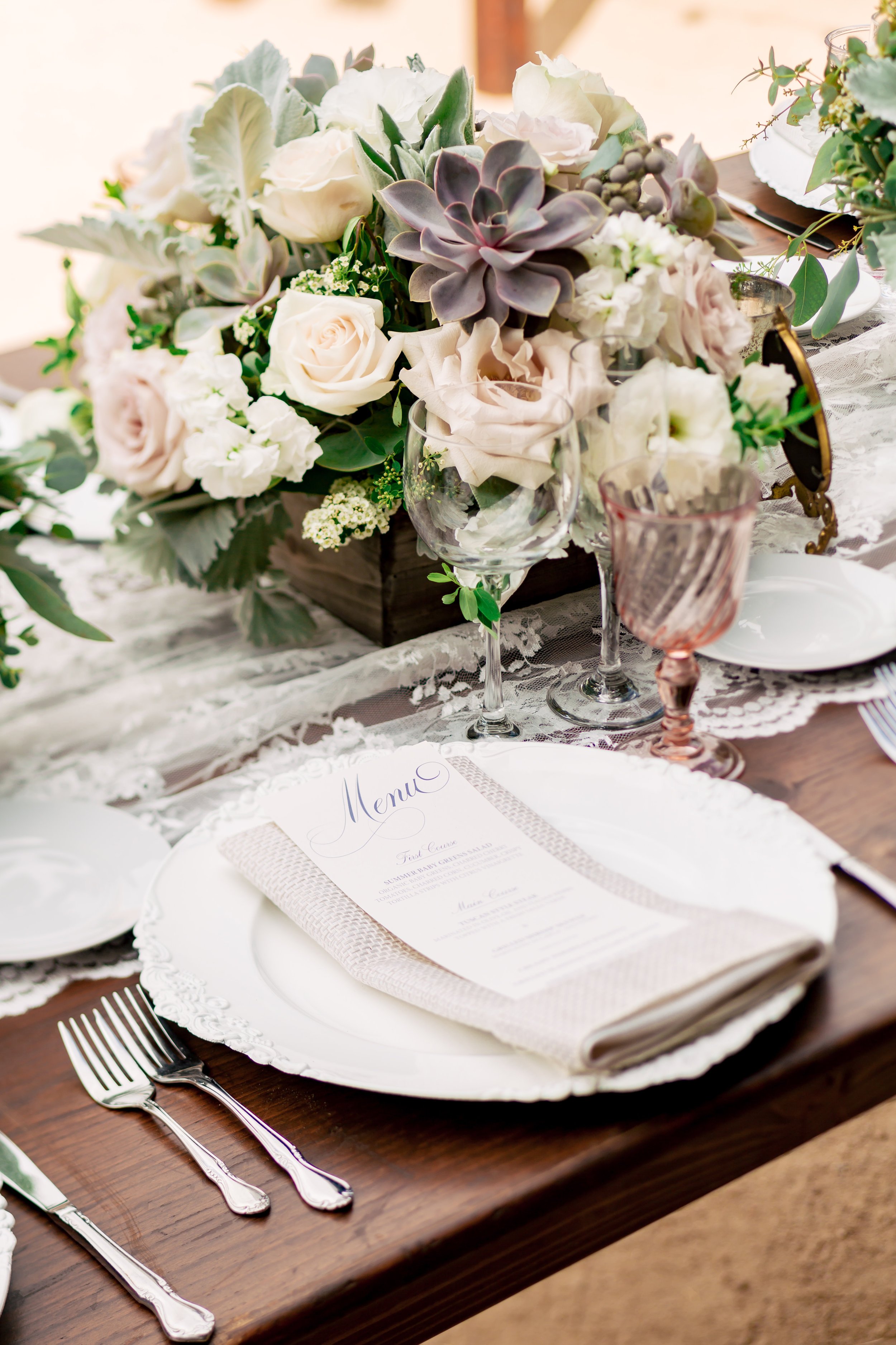 www.santabarbarawedding.com | Rewind Photography | Events by M and M | Santa Barbara Historical Museum | Reception Table