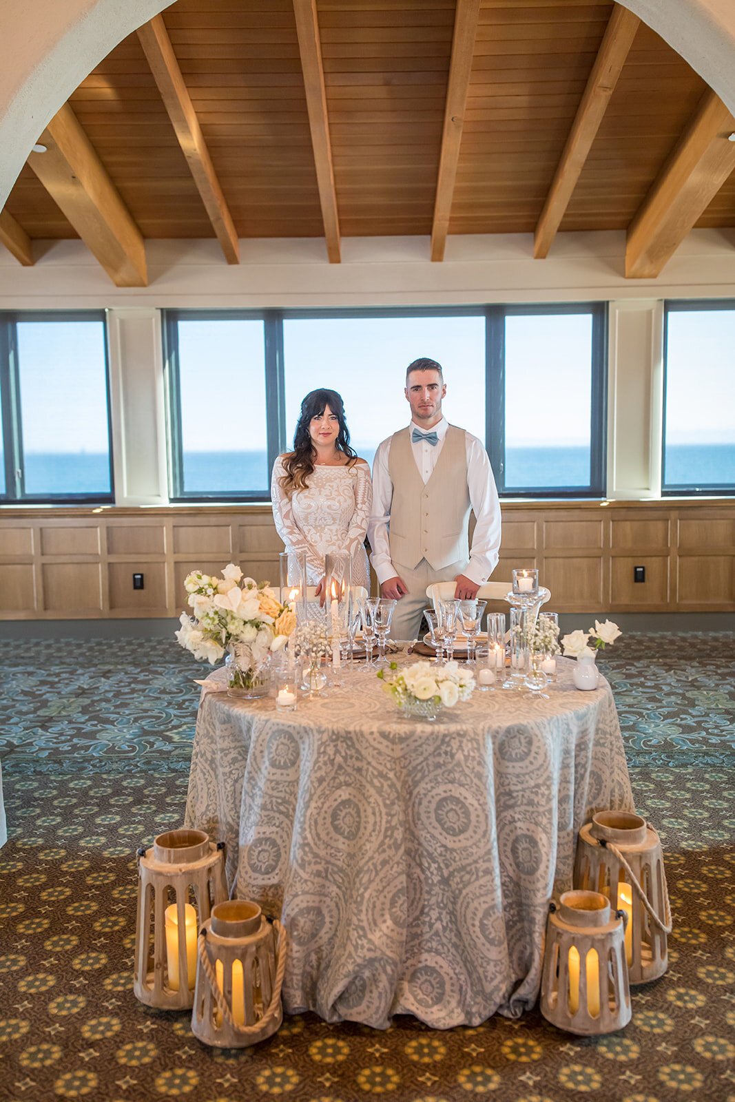 www.santabarbarawedding.com | Ann Johnson Events | Elizabeth Victoria Photo | Cabrillo Pavilion | Styled Shoot | Sweetheart Table | Bride and Groom