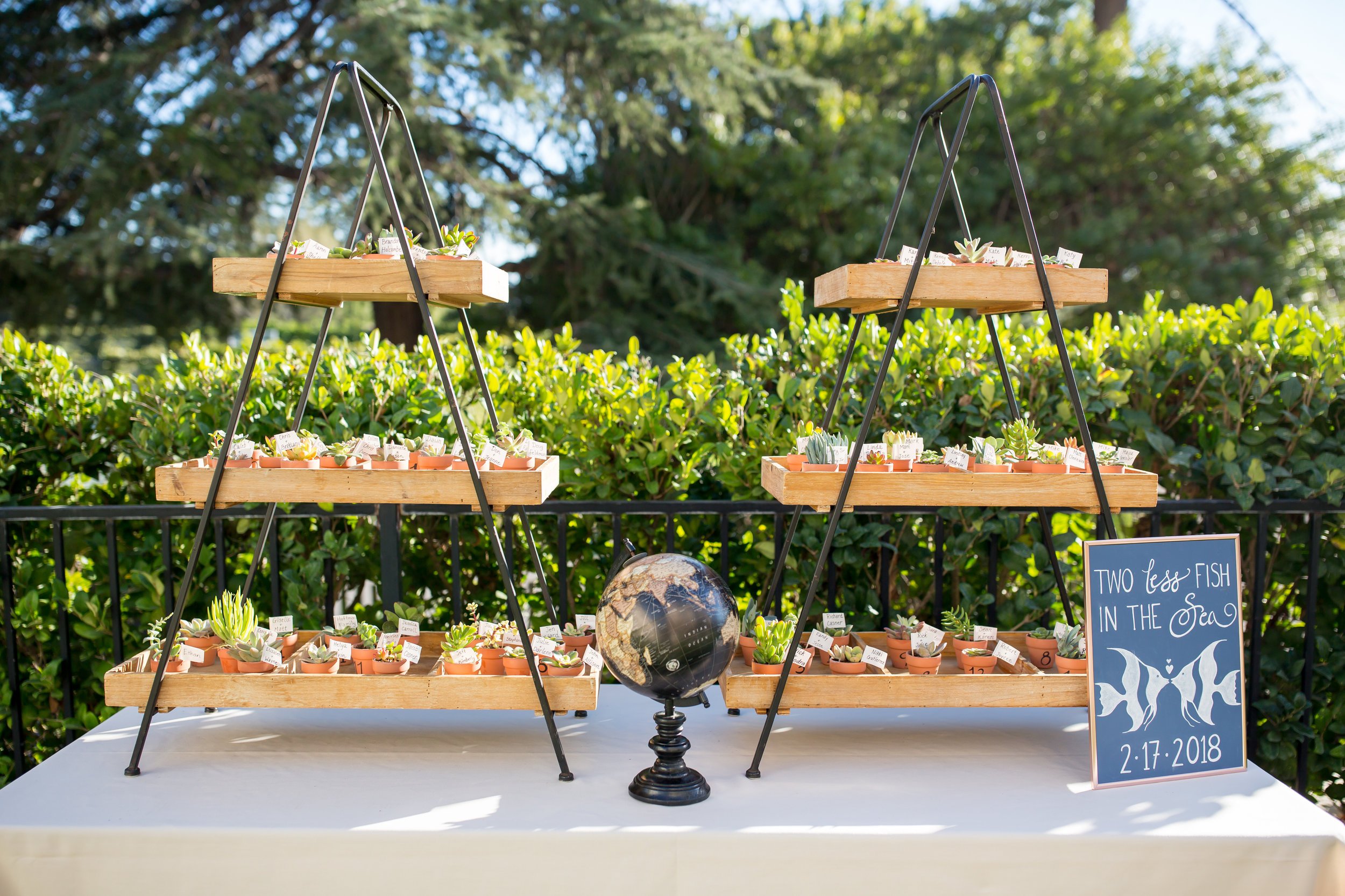 www.santabarbarawedding.com | Elizabeth Victoria Photography | Garden Street Academy | Knot Just Flowers | Ventura Rental Party Center | Small Plants Display