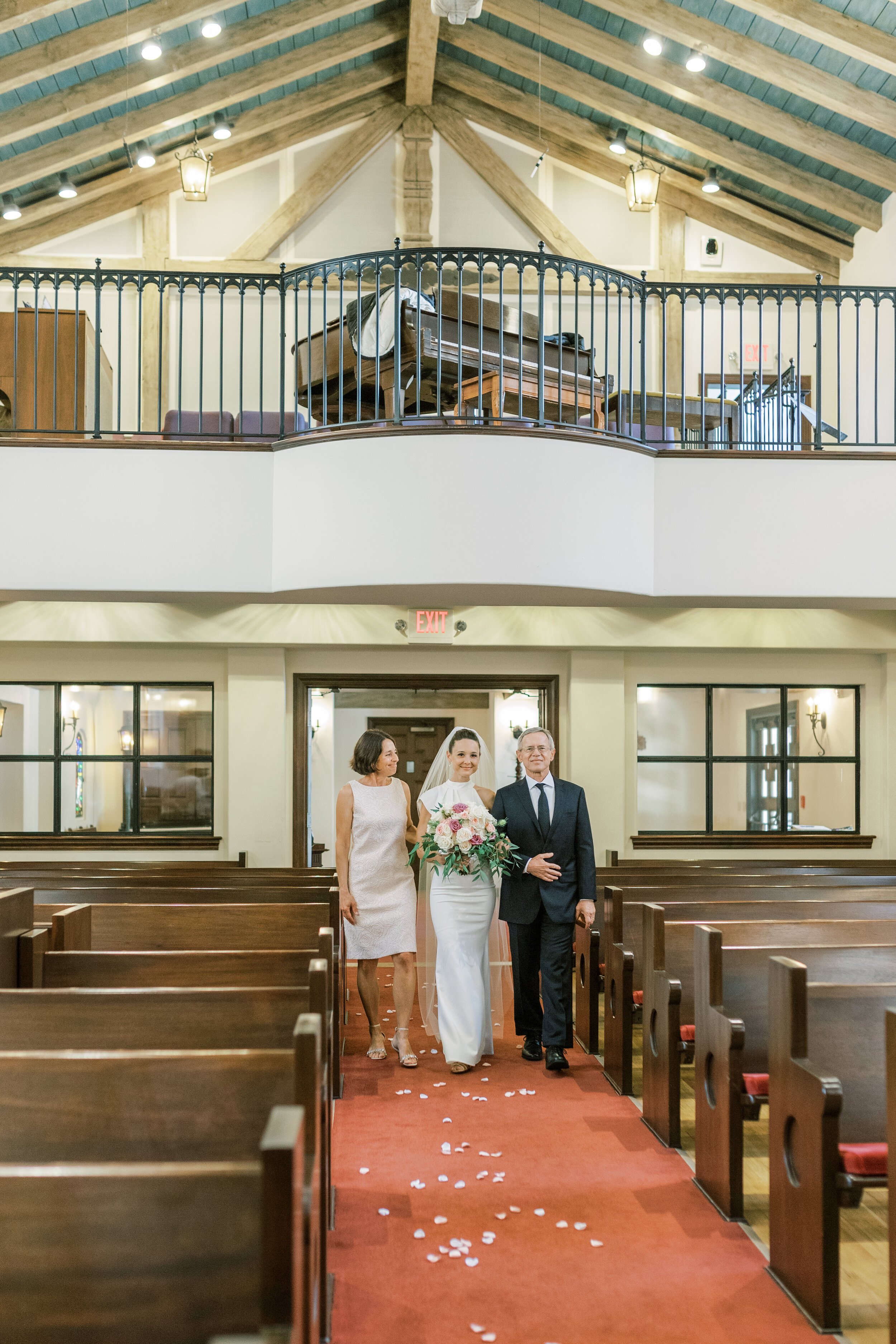 www.santabarbarawedding.com | Jocelyn &amp; Spencer | El Montecito Presbyterian Church | Lulus Indochino | Bride Walking Down the Aisle with Parents