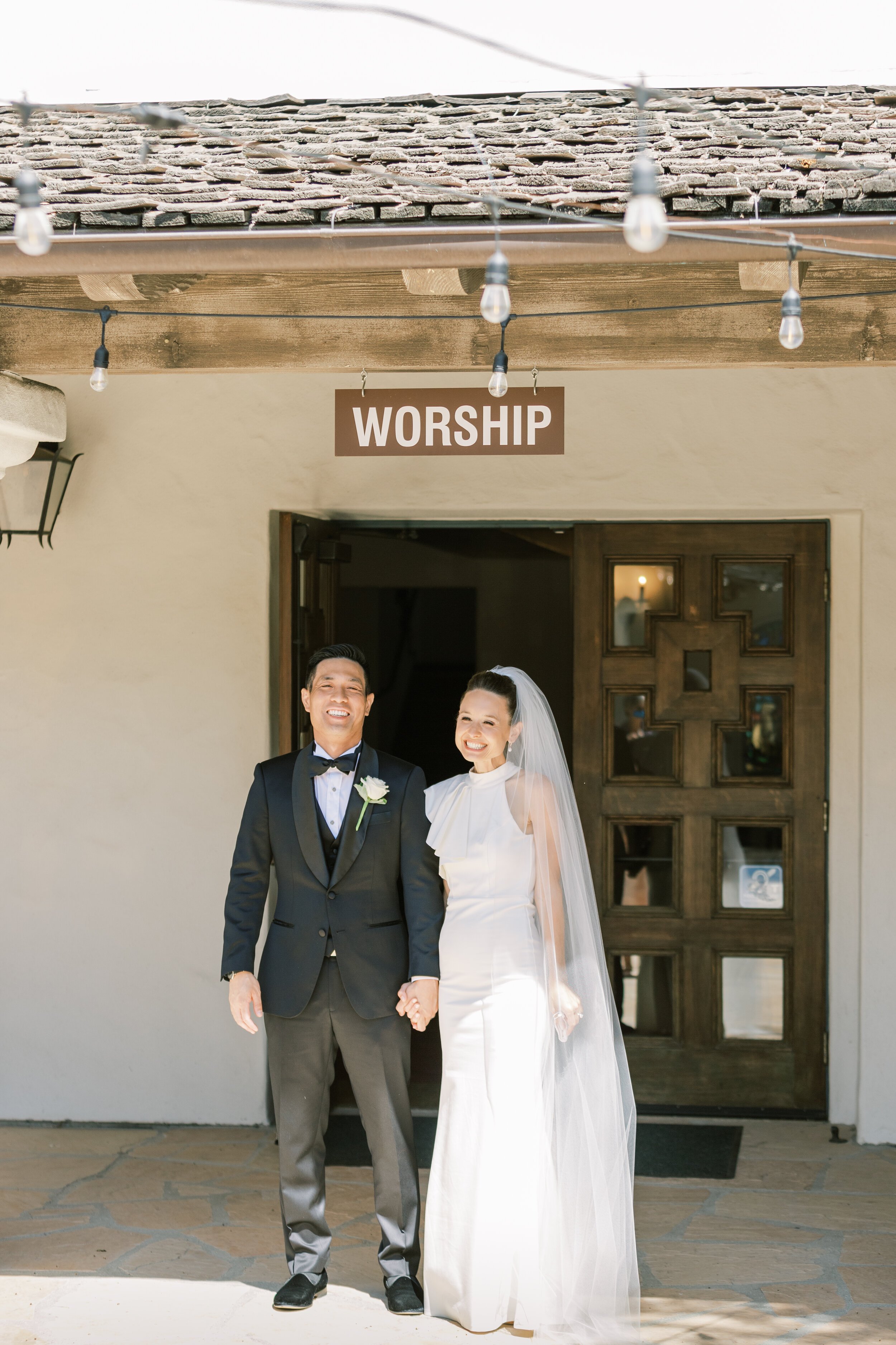 www.santabarbarawedding.com | Jocelyn &amp; Spencer | El Montecito Presbyterian Church | Lulus | Indochino | Bride and Groom Following the Ceremony 