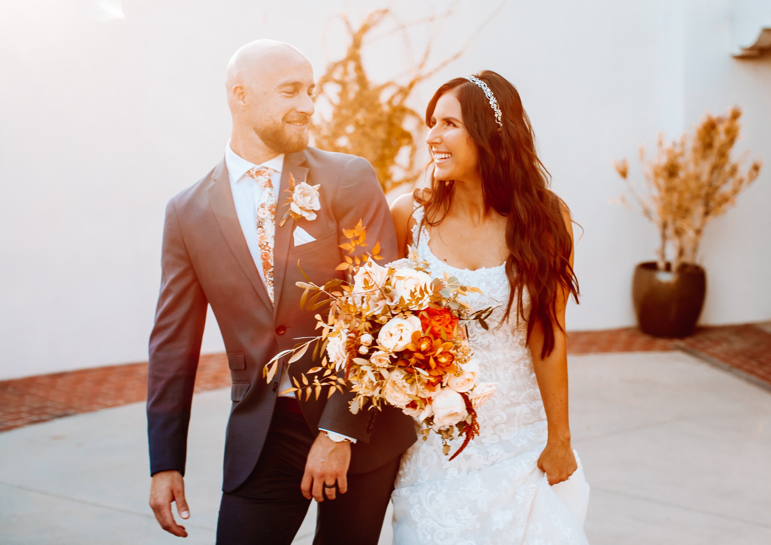 www.santabarbarawedding.com | Brandon Colbert Photography | Belmond El Encanto | Santa Barbara Elopement | TEAM Hair &amp; Makeup | Margaret Joan Florals | Bride and Groom in the Sunshine