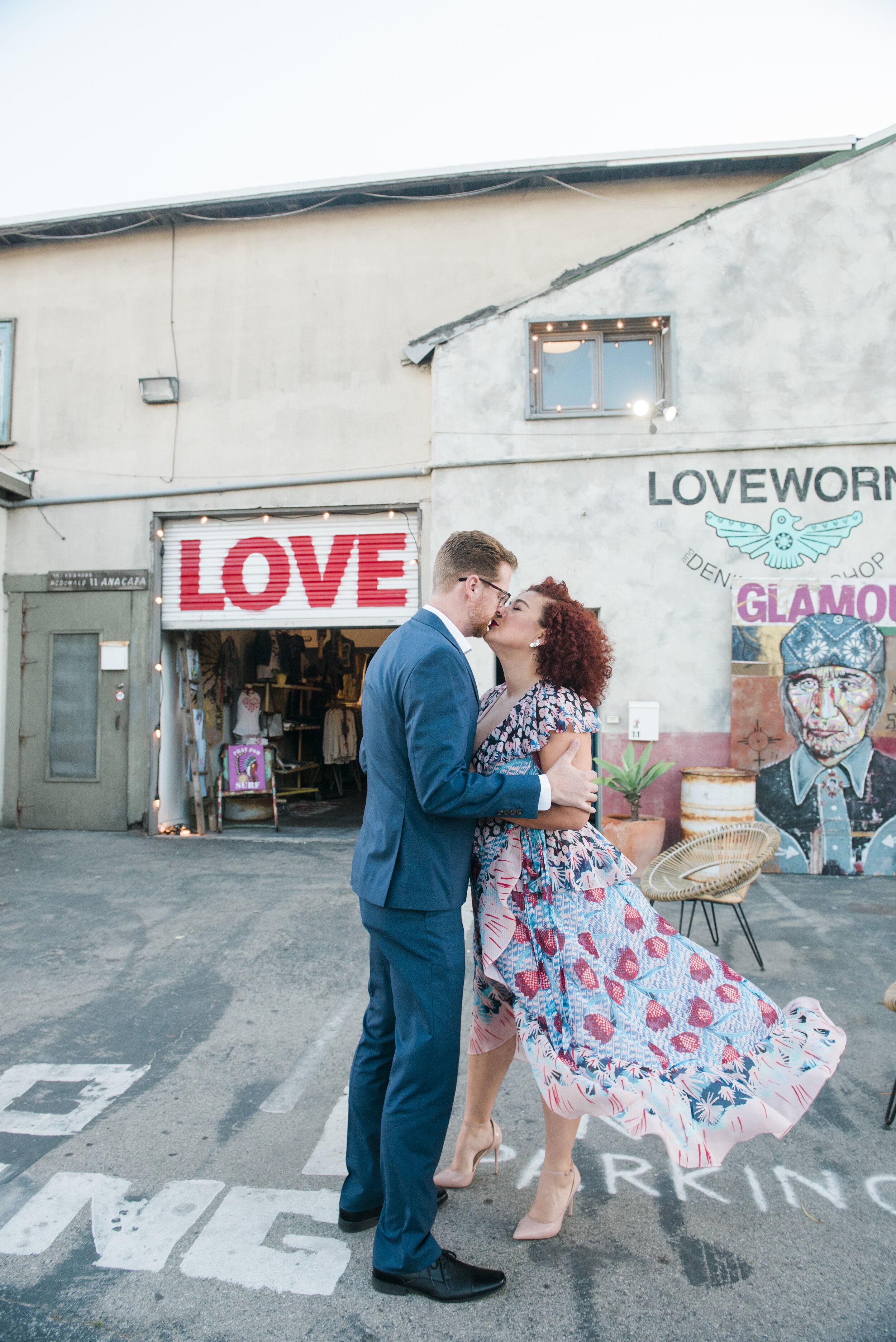 www.santabarbarawedding.com | ByCherry Photography | The Funk Zone | Engagement Session with Love Sign 