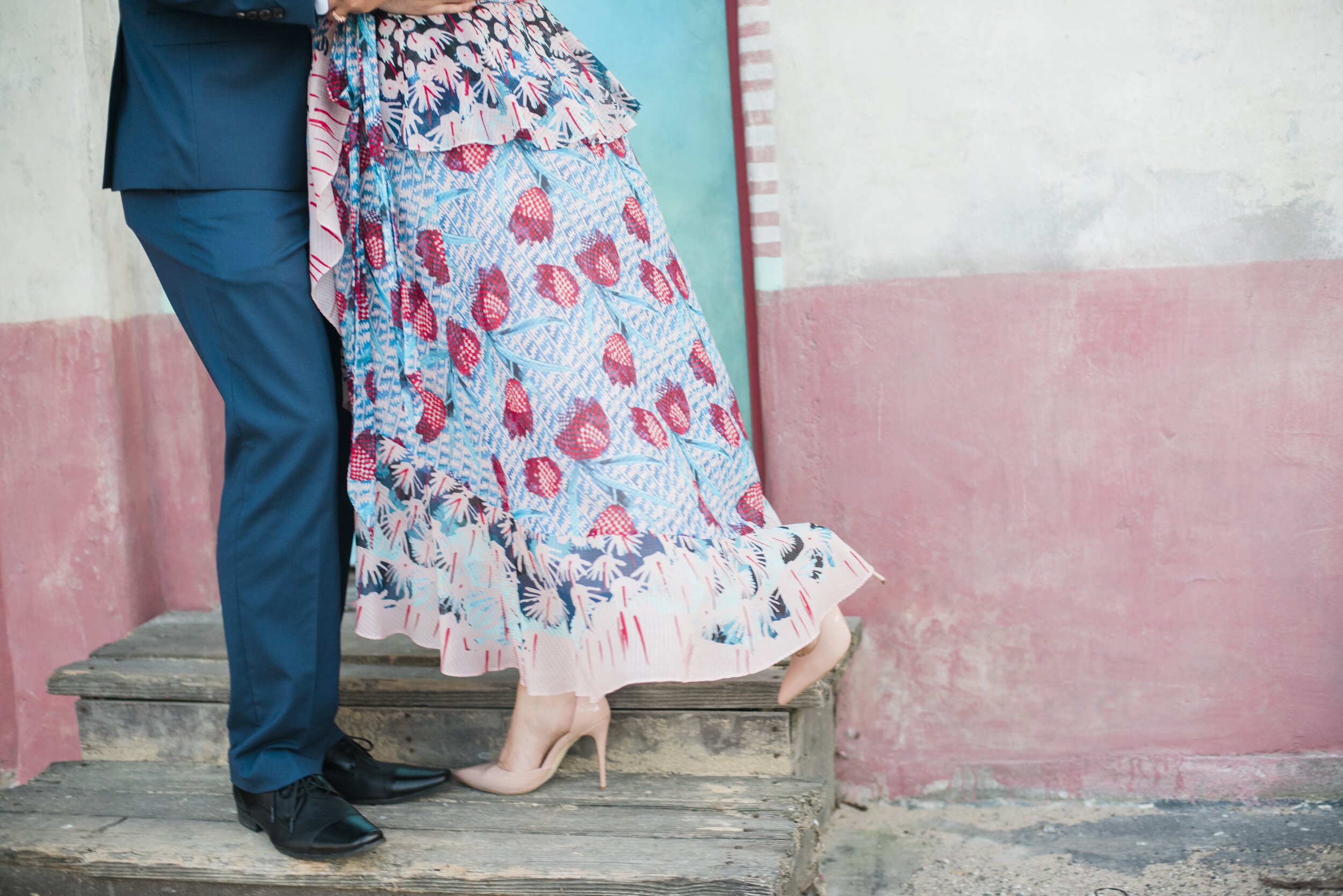 www.santabarbarawedding.com | ByCherry Photography | The Funk Zone | Engagement Pictures in Front of Blue Door