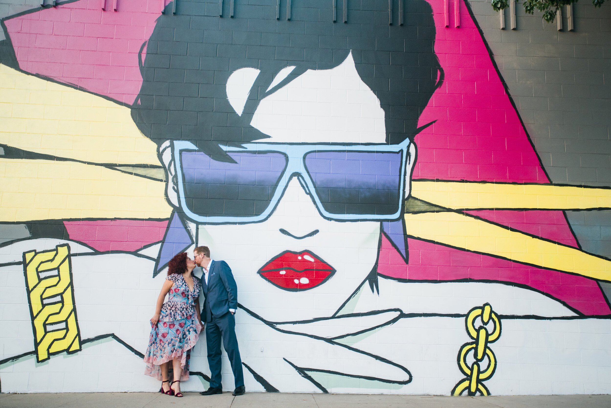 www.santabarbarawedding.com | ByCherry Photography | The Funk Zone | The Couple in Front of a Graffiti Wall Background