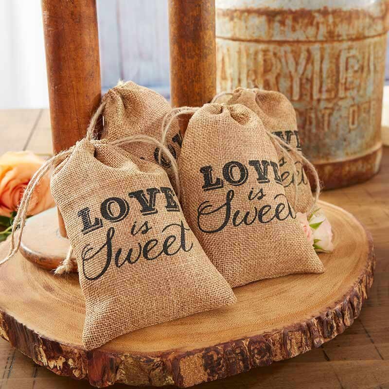 www.santabarbarawedding.com | Kate Aspen | “Love is Sweet” Burlap Drawstring Favor Bag