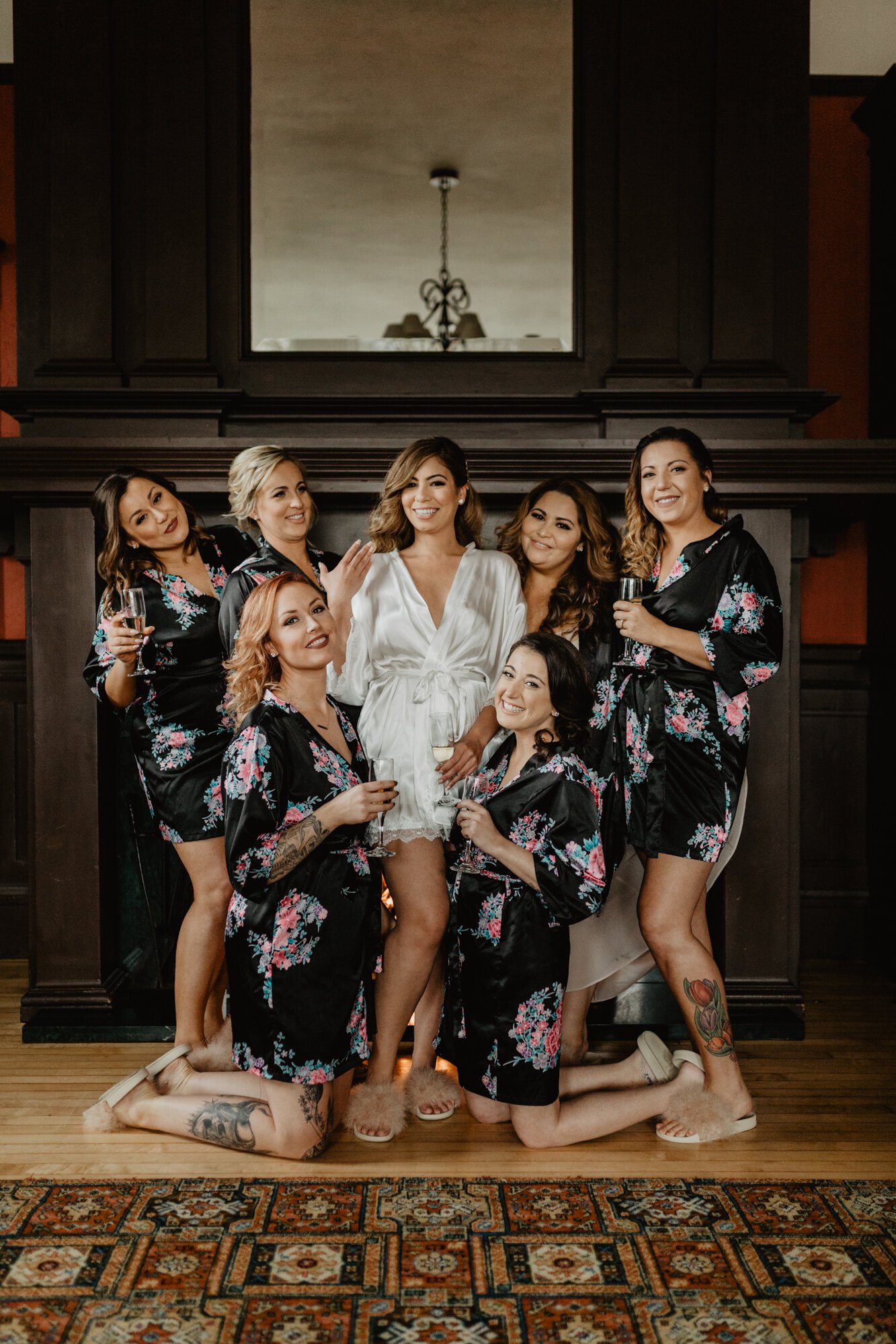 www.santabarbarawedding.com | Kyle London Photography | Santa Barbara Club | Bride and Bridesmaids In Their Robes Before the Ceremony 