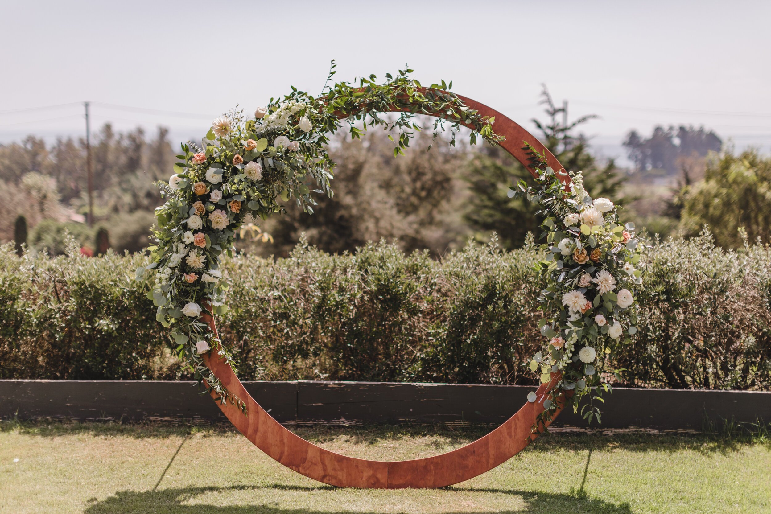 www.santabarbarawedding.com | Klentner Ranch | Santa Barbara Wedding Coordinator | Waller Weddings | The Twisted Twig | Santa Barbara Chairs | Wooden Arch Backdrop for Ceremony 