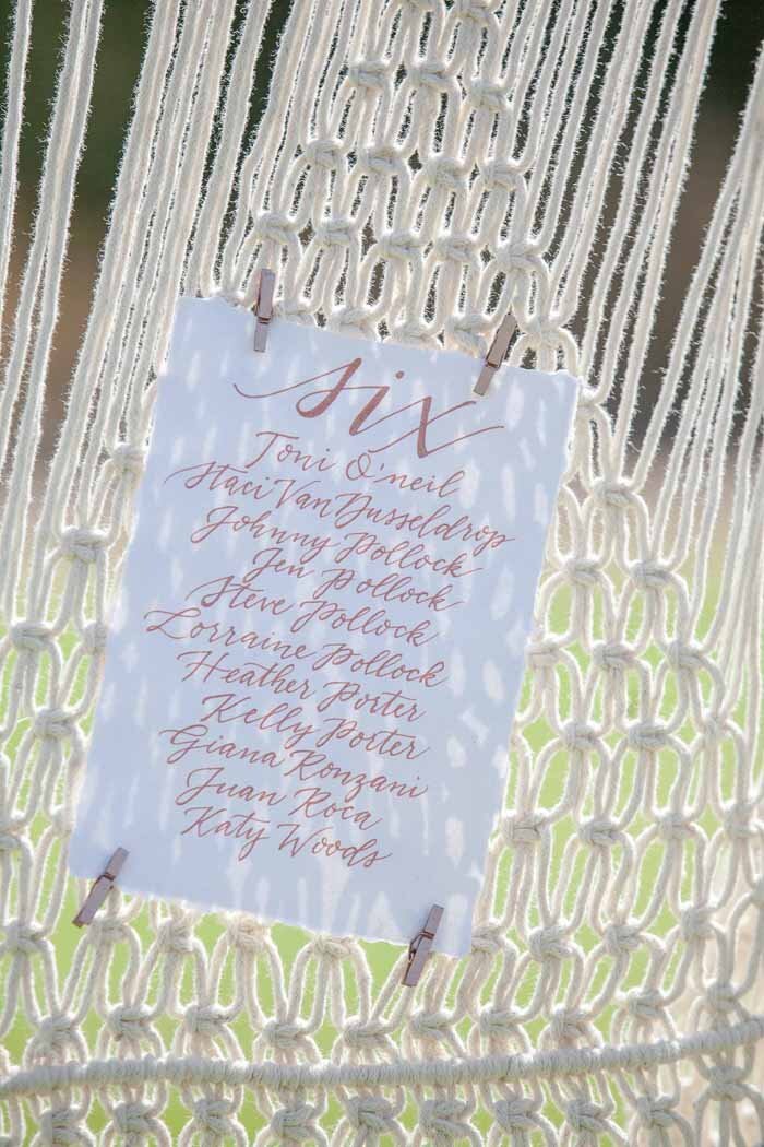 www.santabarbarawedding.com | Private Ranch | Soigne Productions | Bri Burkett Wedding | Nina Osborne Designs  | The Tent Merchant | BHLDN | Macrame Backdrop and Reception Table Assignments