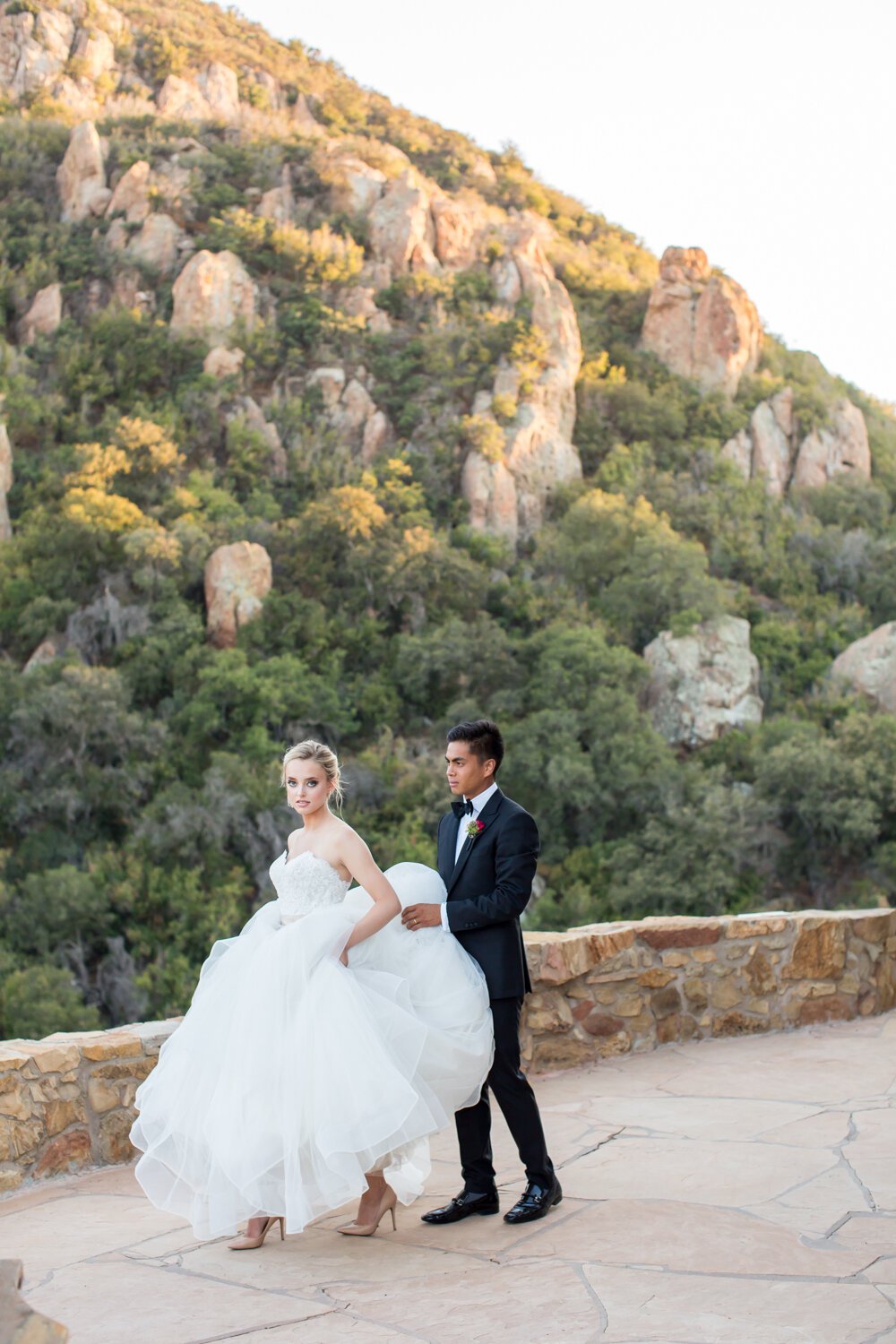 www.santabarbarawedding.com | APEX Malibu | Elizabeth Victoria Photography | Ebeling Events | Flowers by Maria | Malibu Clothes | BHLDN | Bride and Groom with Mountains in Background