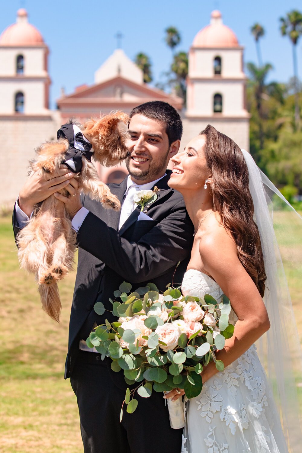 www.santabarbarawedding.com | Kiernan Michelle Photography | Old Mission Santa Barbara | Sohi Productions | Bride and Groom with Their Dog