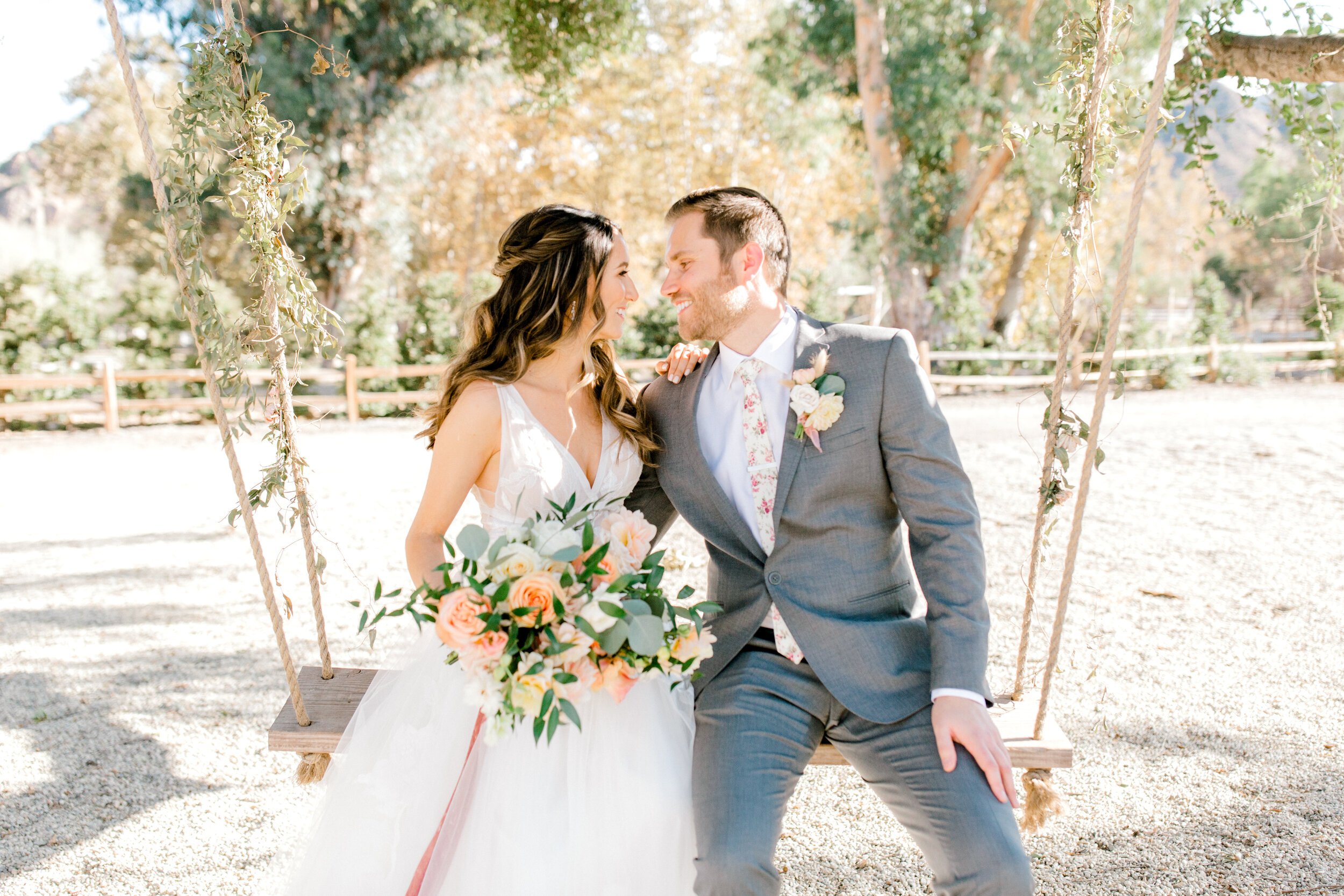 www.santabarbarawedding.com | Events by Fran | Brooke Borough Photography | Triunfo Creek Vineyards | Velvet Blooms | Lili Bridals | Blushing Beauty | Bride and Groom on Swing