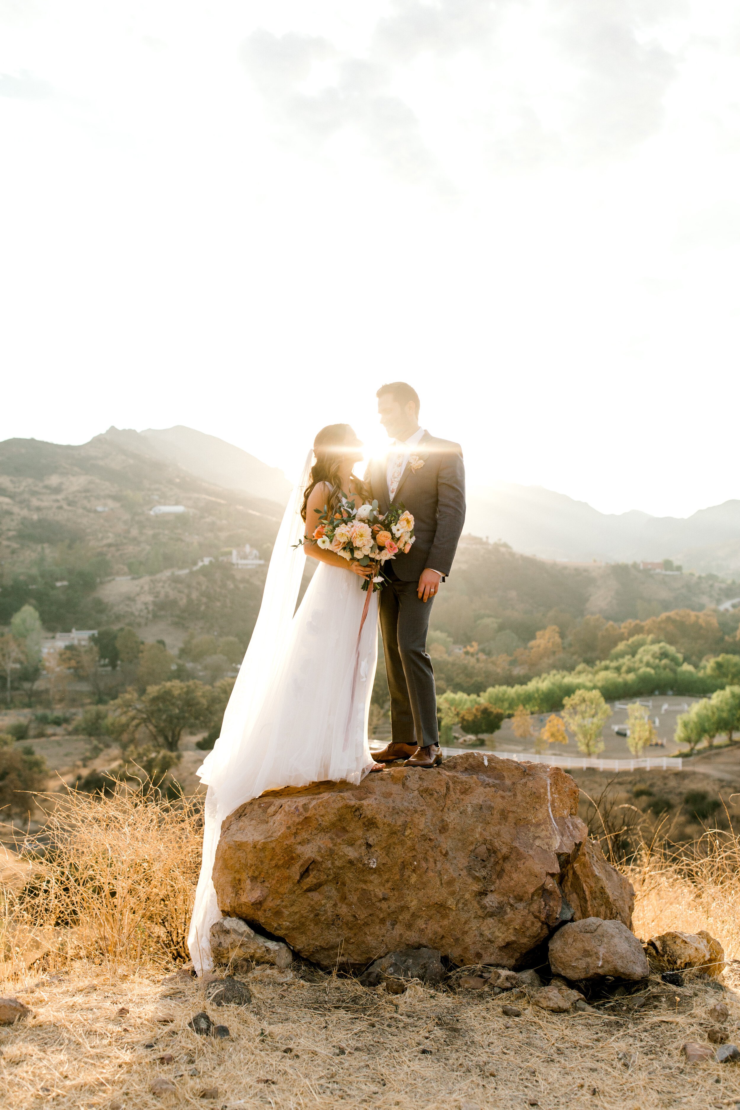 www.santabarbarawedding.com | Events by Fran | Brooke Borough Photography | Triunfo Creek Vineyards | Velvet Blooms | Blushing Beauty | Bride and Groom with Scenic Background