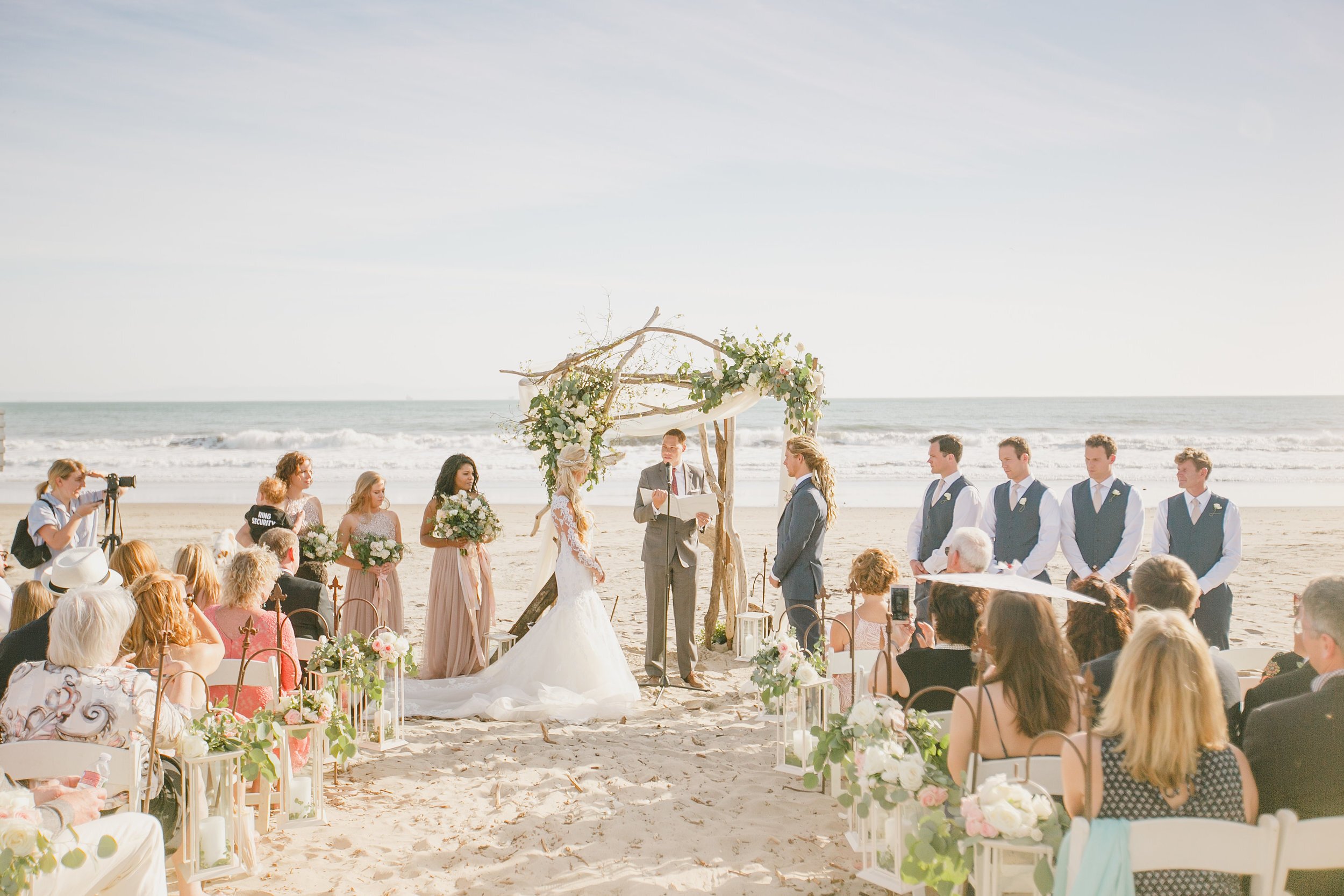 www.santabarbarawedding.com, beachside shabby chic beach ceremony, Rincon Beach Club, Kristen Booth.jpg