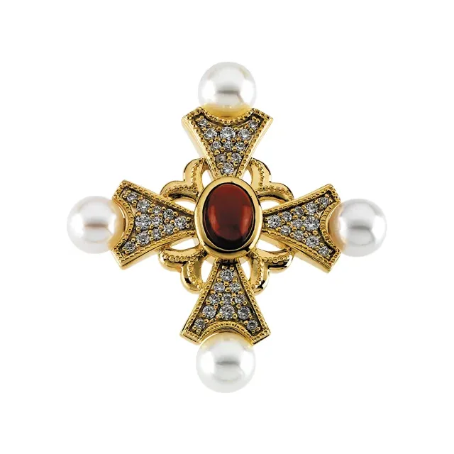 www.santabarbarawedding.com | Fine Jewelry Wholesaler | 14K Yellow Mozambique Garnet &amp; .16 CTW Diamond 18” Necklace