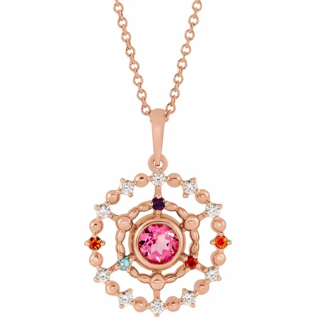www.santabarbarawedding.com | Fine Jewelry Wholesaler | 14K Rose 3-Stone 16-18” Family Necklace Mounting