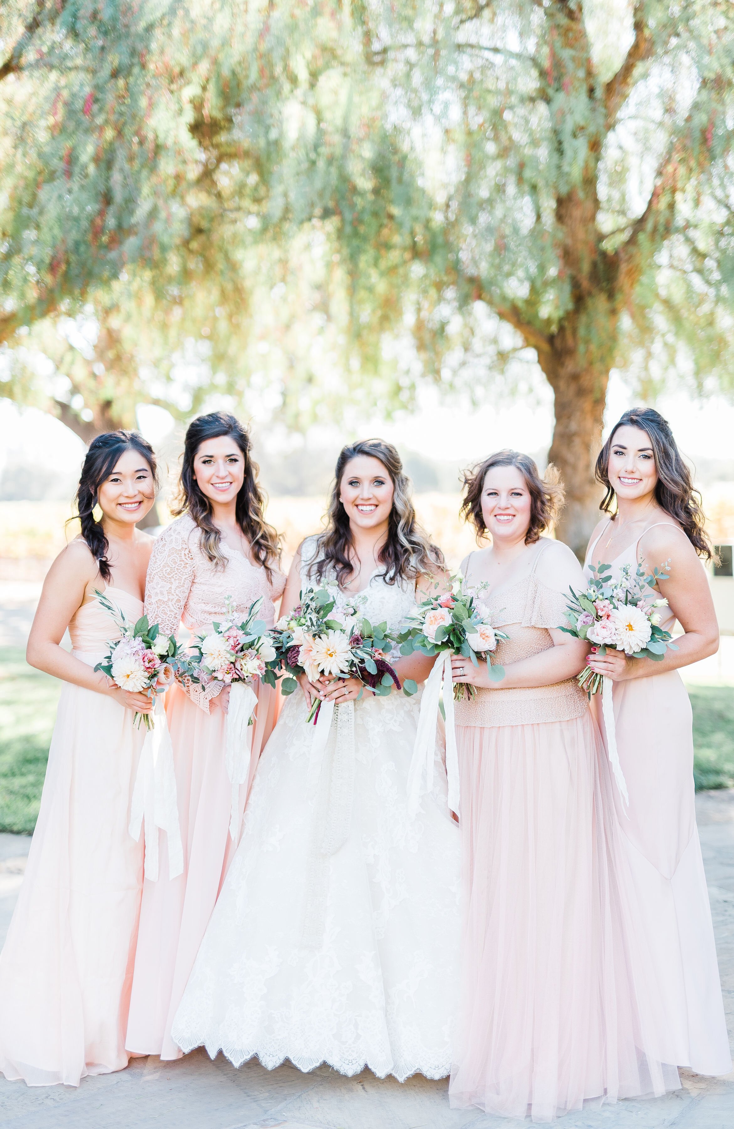 www.santabarbarawedding.com | Roblar Winery and Farm | Brittany Taylor Photography | Bride and Bridesmaids with Bouquets