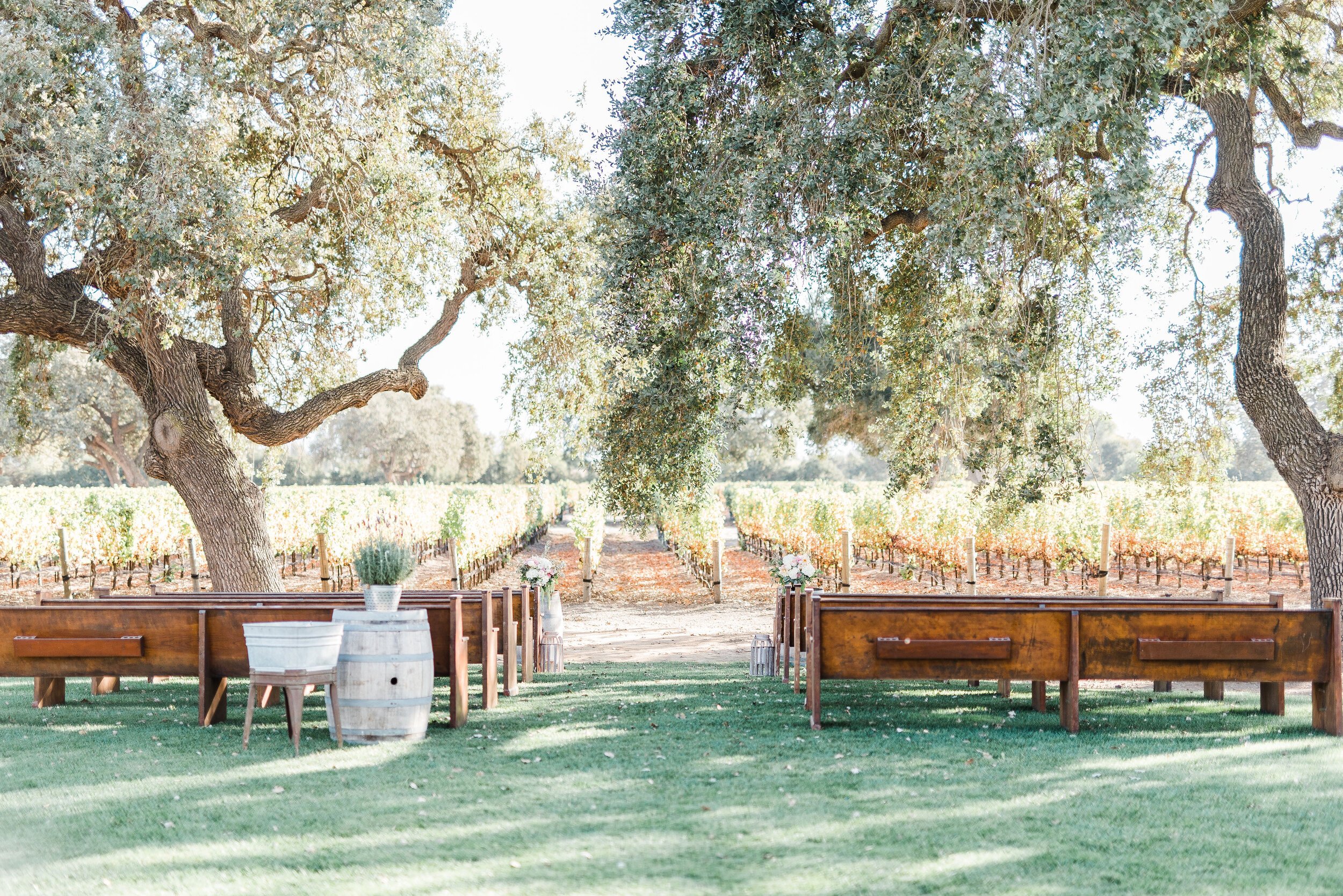 www.santabarbarawedding.com | Roblar Winery and Farm | Brittany Taylor Photography | Ceremony Set Up with a View of the Vineyard