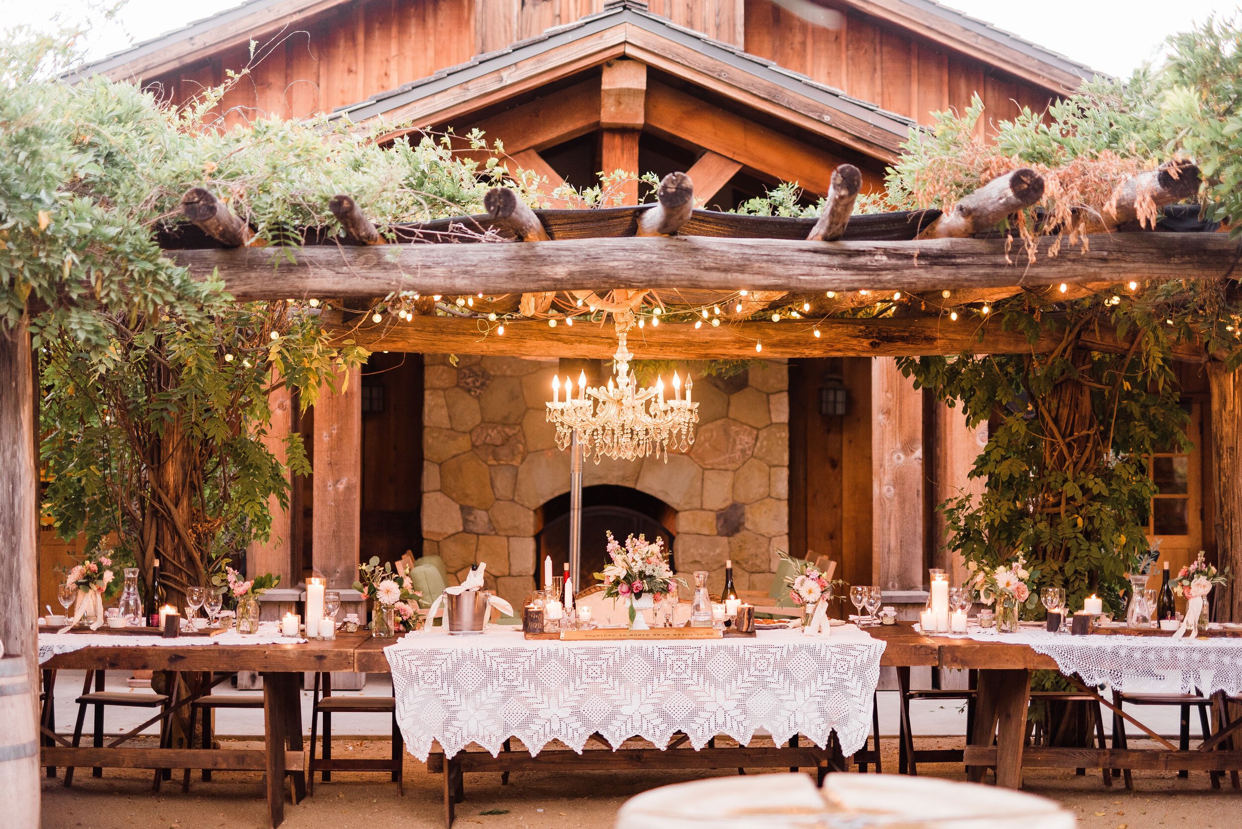 www.santabarbarawedding.com | Roblar Winery and Farm | Brittany Taylor Photography | Reception Tables with String Lights and Candles 