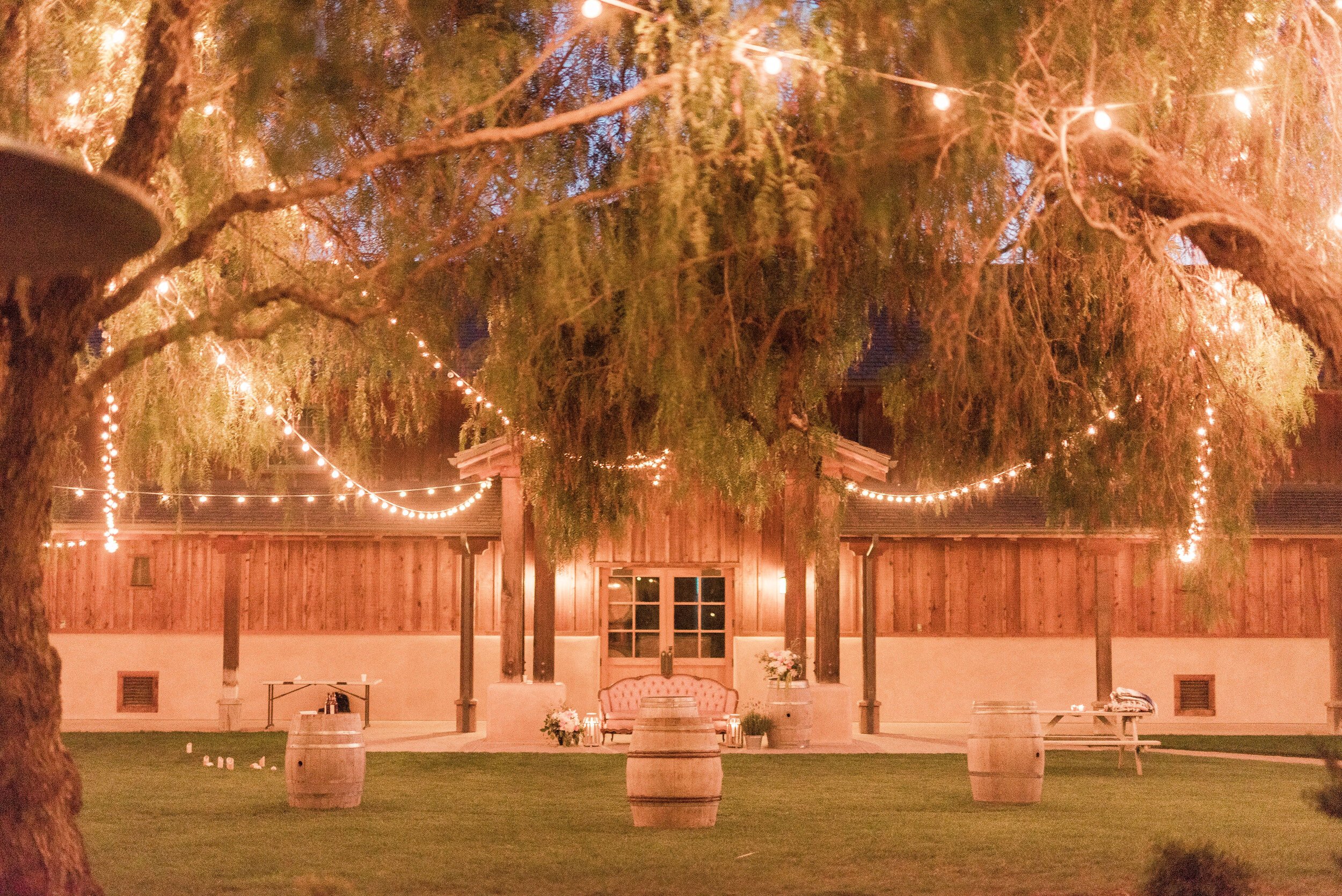 www.santabarbarawedding.com | Roblar Winery and Farm | Brittany Taylor Photography | Venue Lounge Area with String Lights
