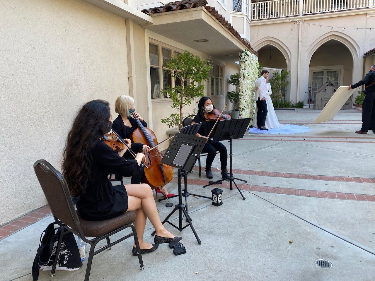 www.santabarbarawedding.com | The Replicas Music | The Cymatics | Professional String Ensemble Playing Outdoor at a Wedding