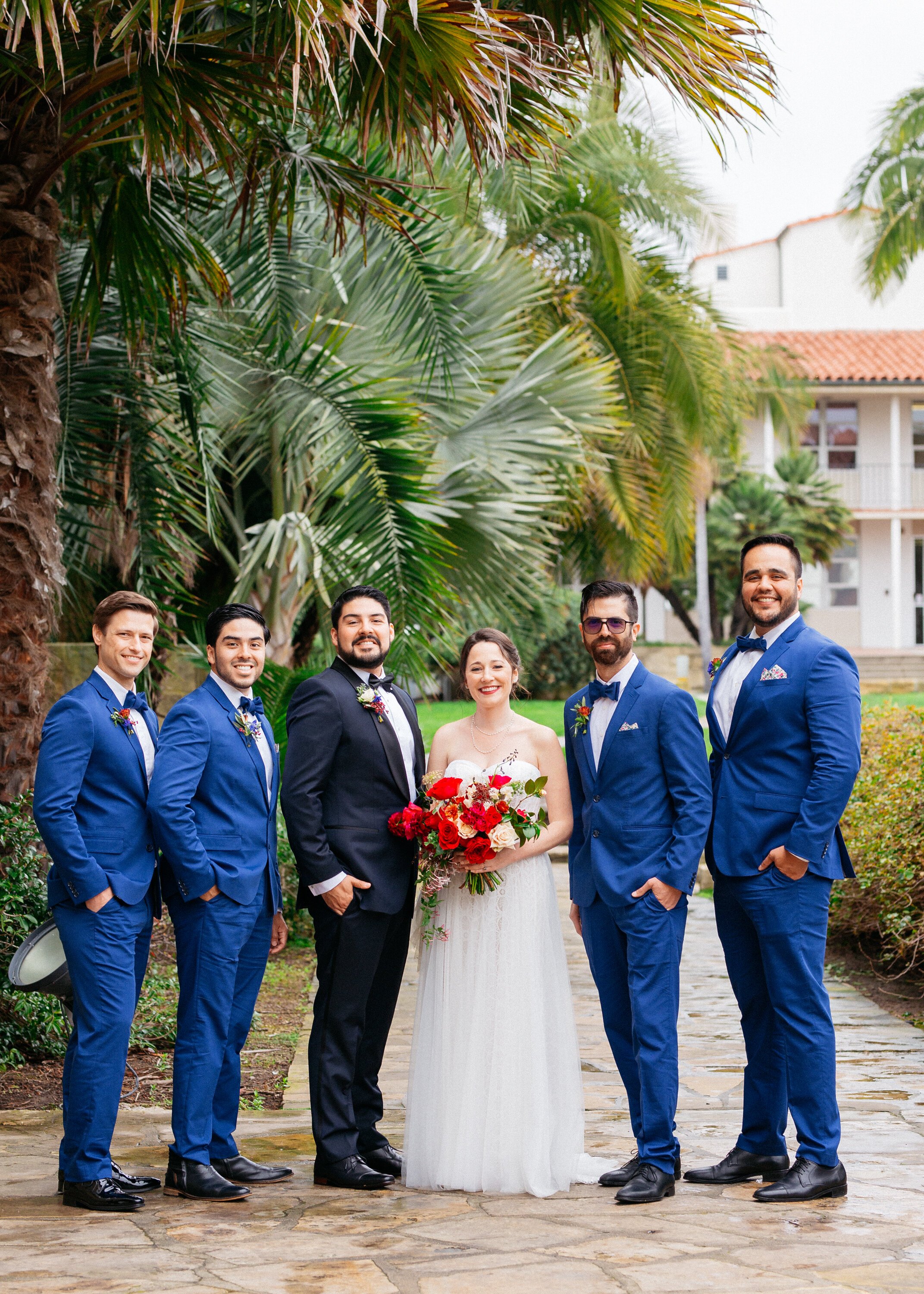 www.santabarbarawedding.com | Lerina Winter | Santa Barbara Courthouse | Margaret Joan Floral | Beautie by Dominique | Bride and Groom with Groomsmen