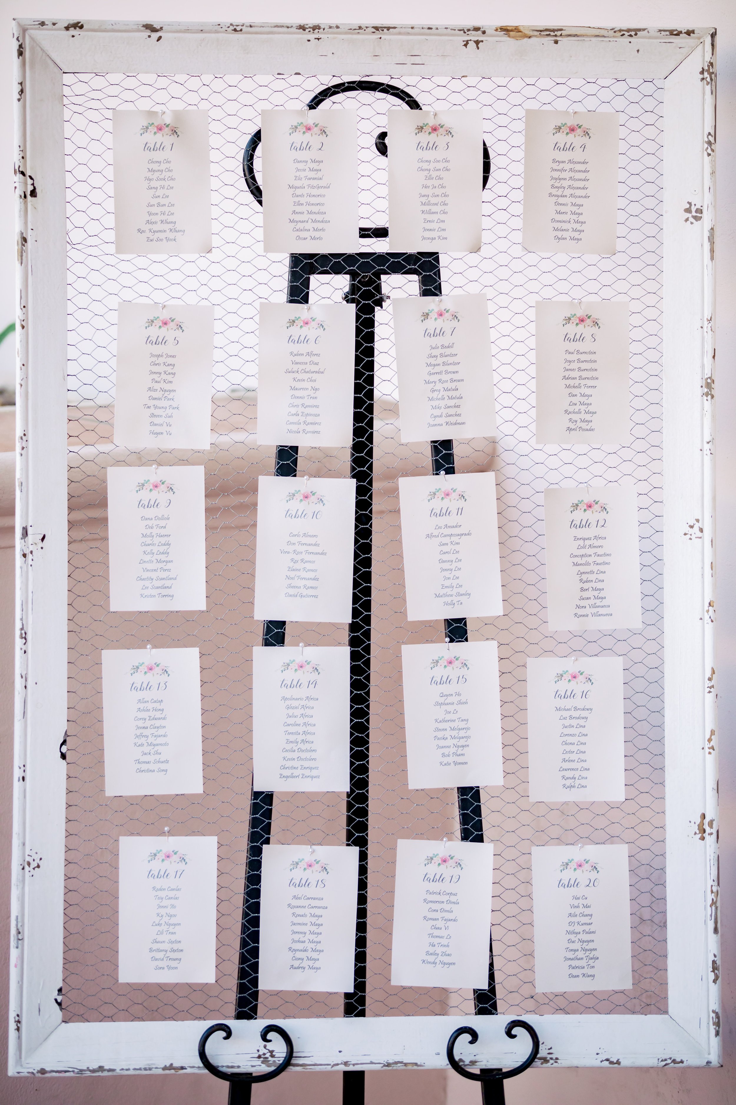 www.santabarbaraweddingstyle.com | Rewind Photography | Events by M and M | Hilton Santa Barbara | Seating Chart