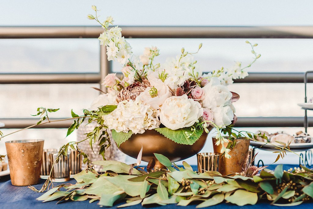 www.santabarbarawedding.com | Rewind Photography | Santa Barbara Maritime Museum | Floral Arrangement